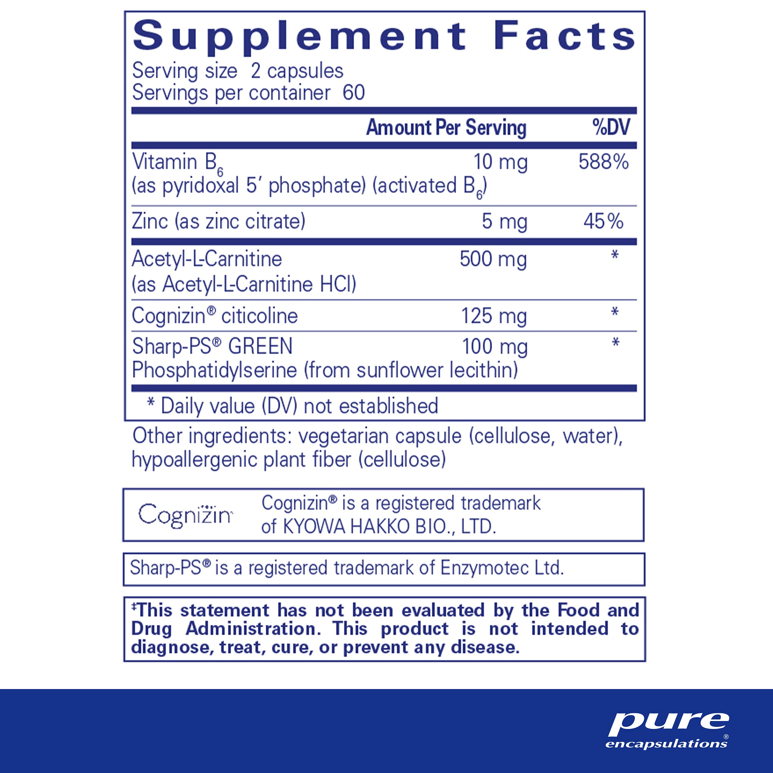 Foto 3 pulgar | Suplemento Pure Encapsulations Cogniphos 120 Cápsulas - Venta Internacional.