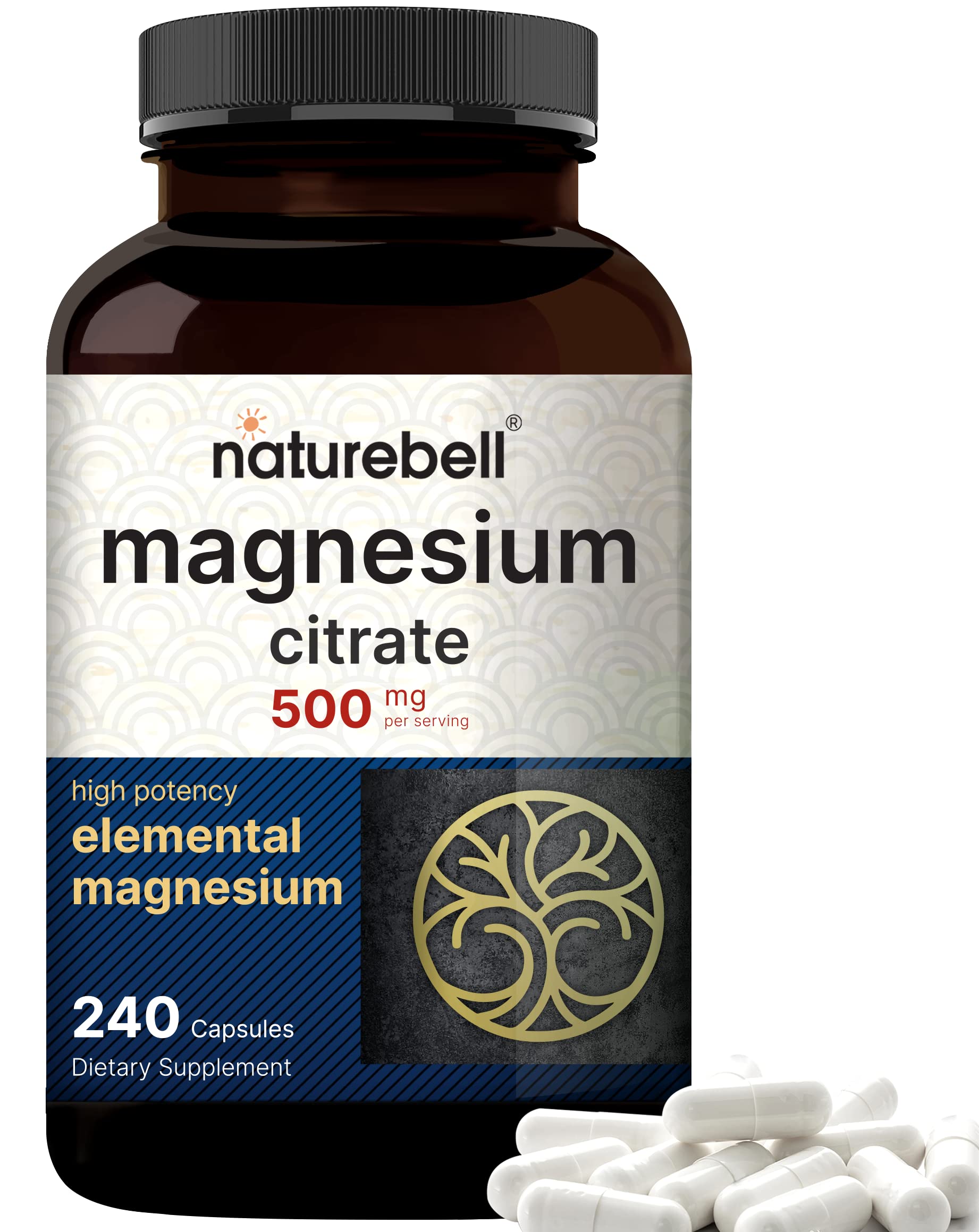 Foto 2 pulgar | Suplemento De Citrato De Magnesio Naturebell 500 Mg 240 Cápsulas - Venta Internacional.