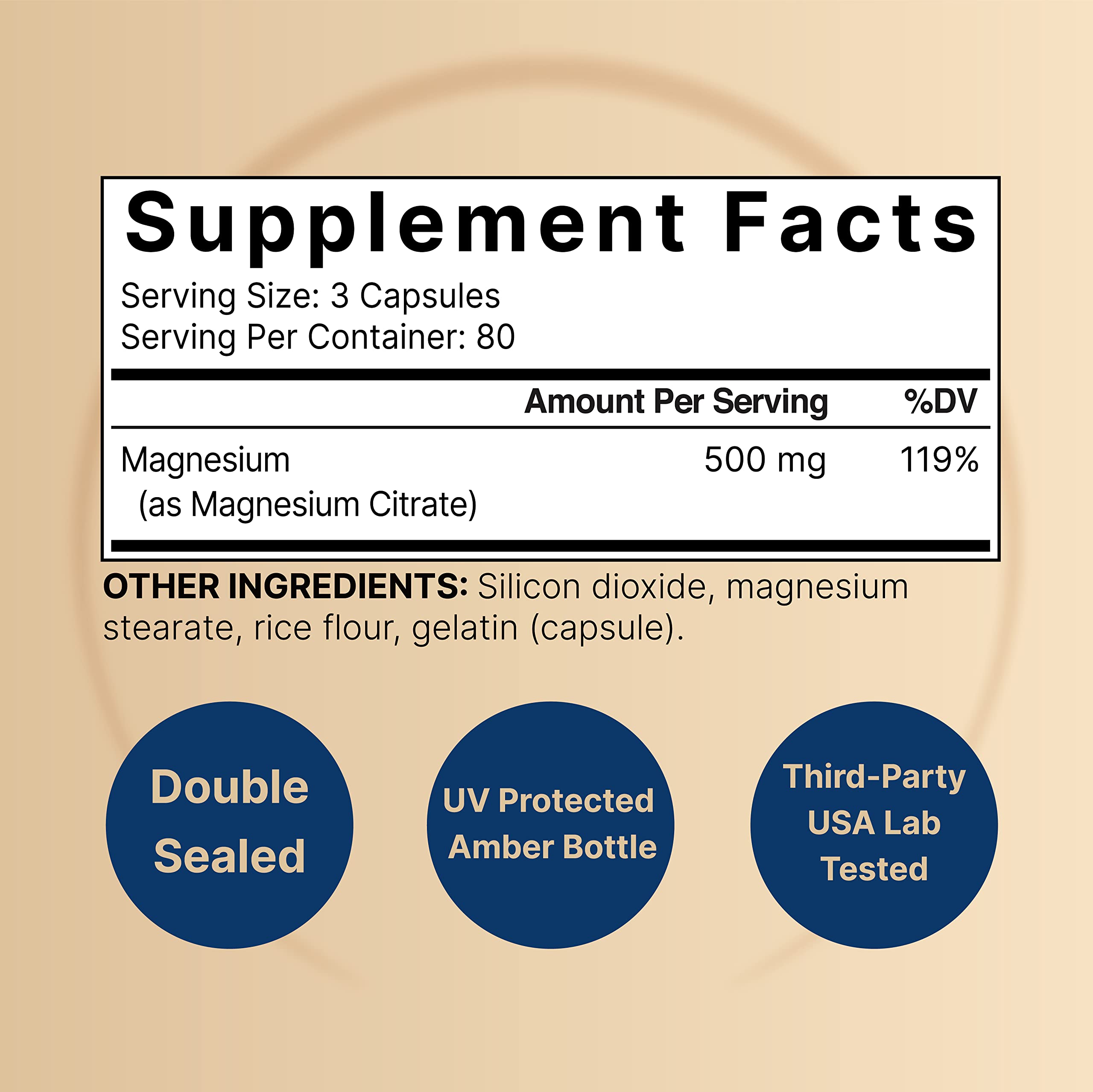 Foto 2 | Suplemento De Citrato De Magnesio Naturebell 500 Mg 240 Cápsulas - Venta Internacional.