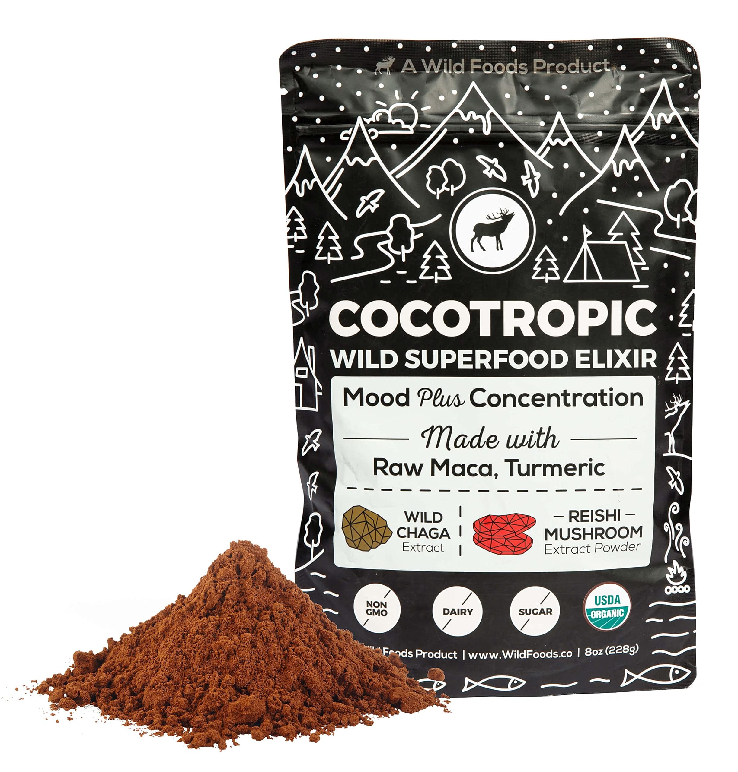 Foto 2 pulgar | Mezcla Orgánica De Cacao, Hongos Y Chocolate, Superalimento, 250 Ml, Wild Foods - Venta Internacional.