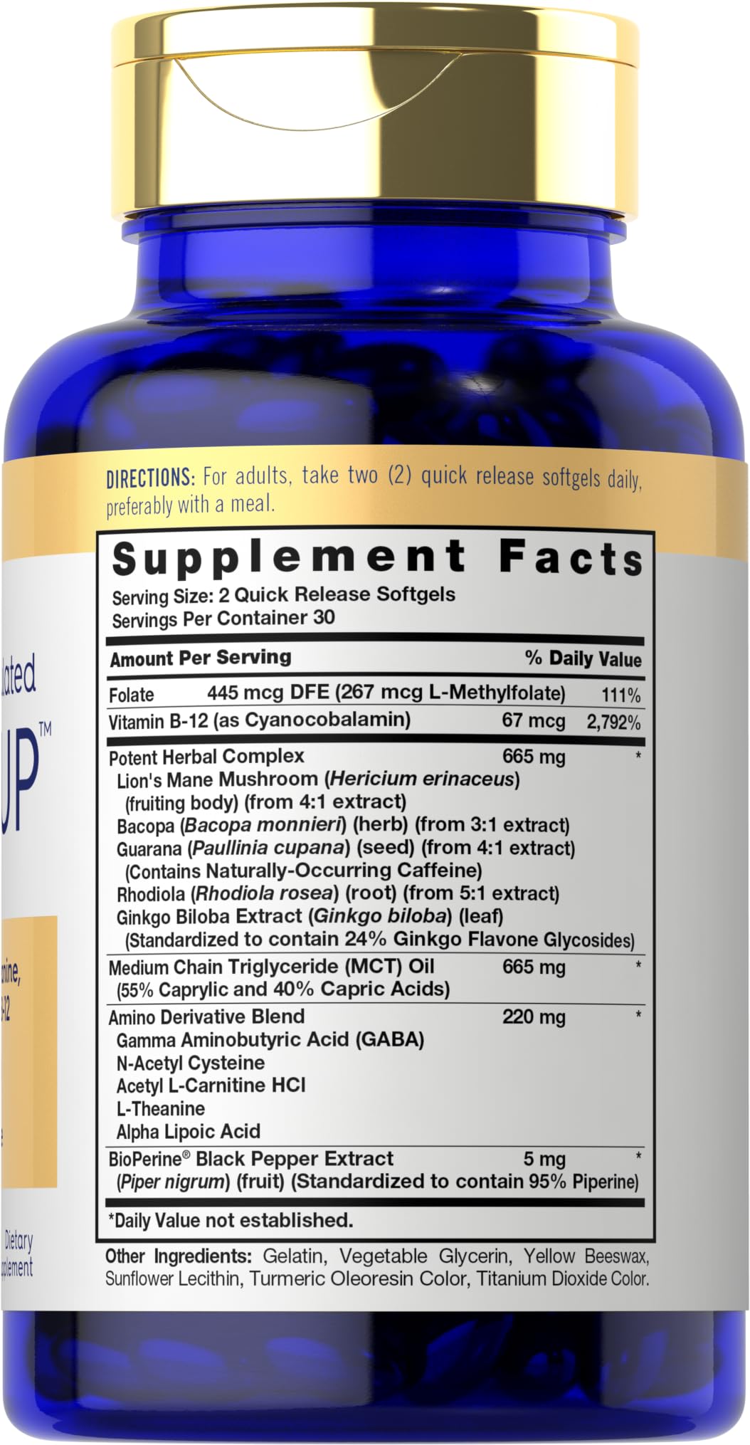Foto 2 | Suplemento Carlyle Brain Up 60 Cápsulas Blandas Con L-teanina Y Bacopa - Venta Internacional.