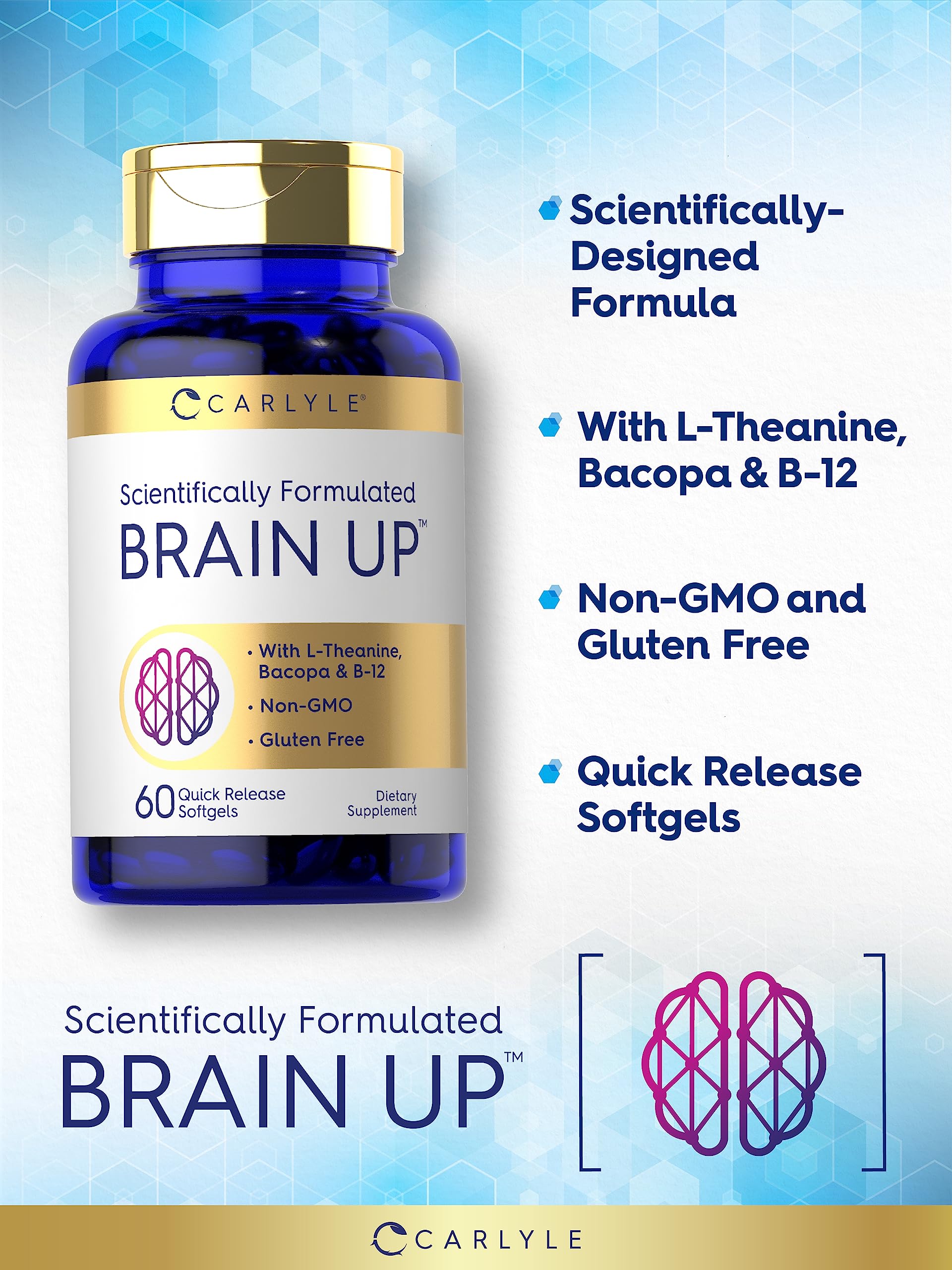 Foto 4 pulgar | Suplemento Carlyle Brain Up 60 Cápsulas Blandas Con L-teanina Y Bacopa - Venta Internacional.