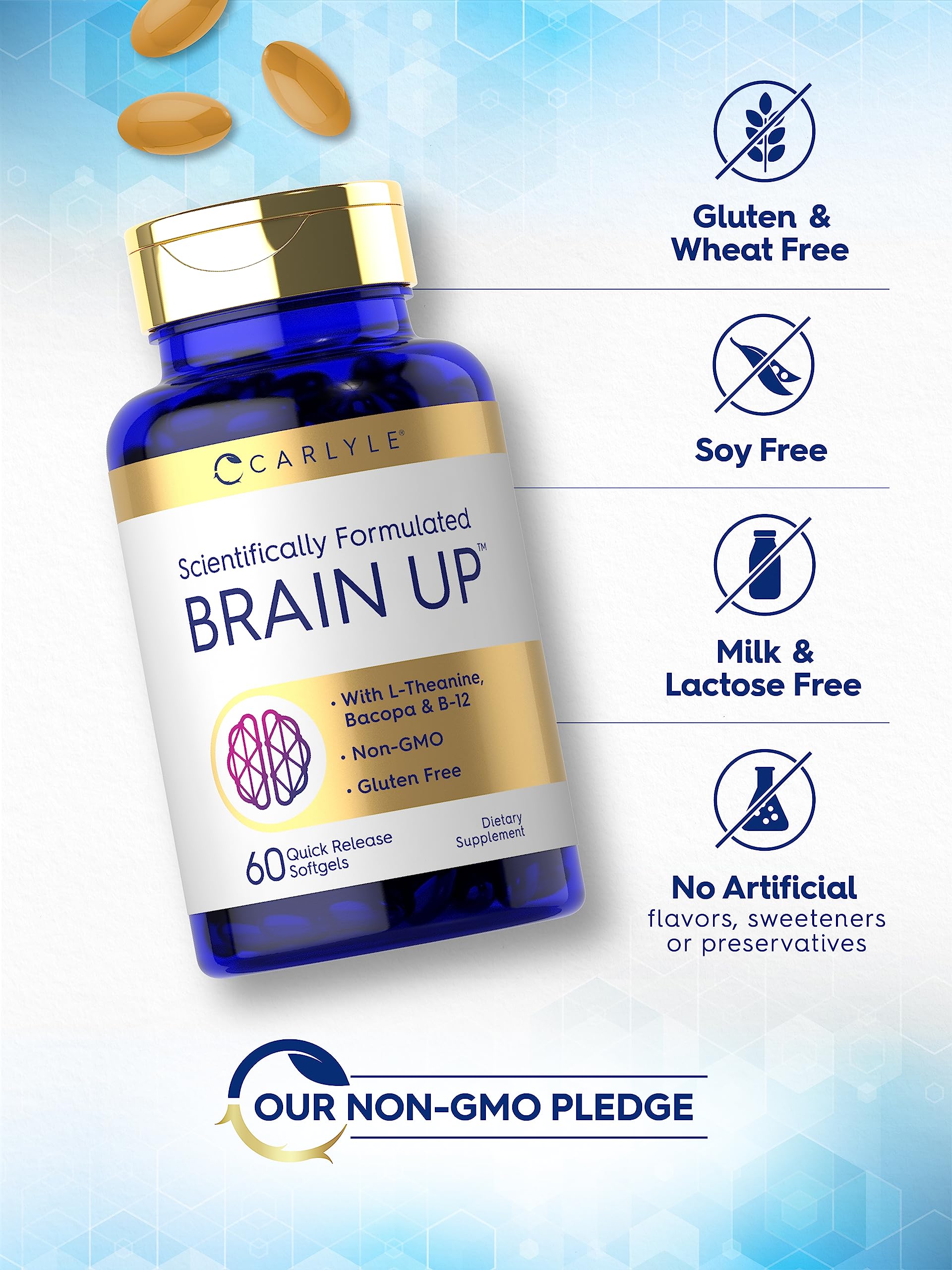 Foto 5 pulgar | Suplemento Carlyle Brain Up 60 Cápsulas Blandas Con L-teanina Y Bacopa - Venta Internacional.