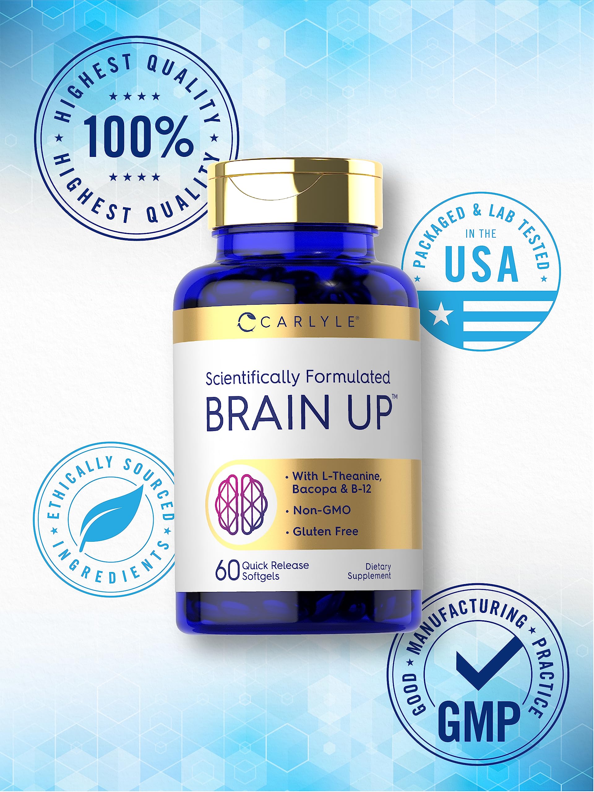 Foto 5 | Suplemento Carlyle Brain Up 60 Cápsulas Blandas Con L-teanina Y Bacopa - Venta Internacional.