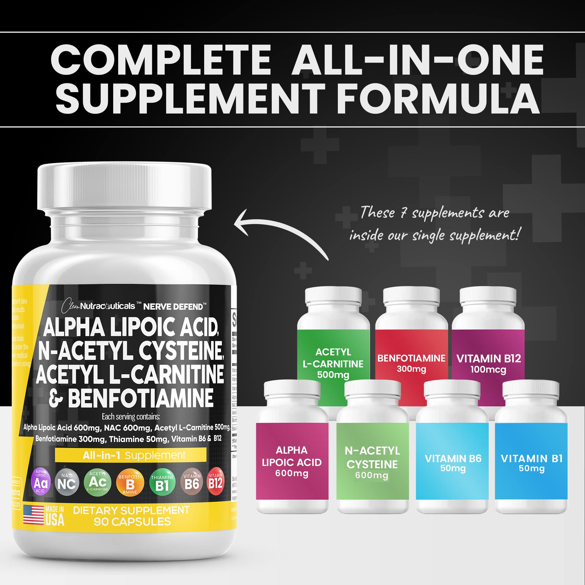 Foto 3 pulgar | Supplement Clean Nutraceuticals Nerve Support 90 Cápsulas - Venta Internacional.