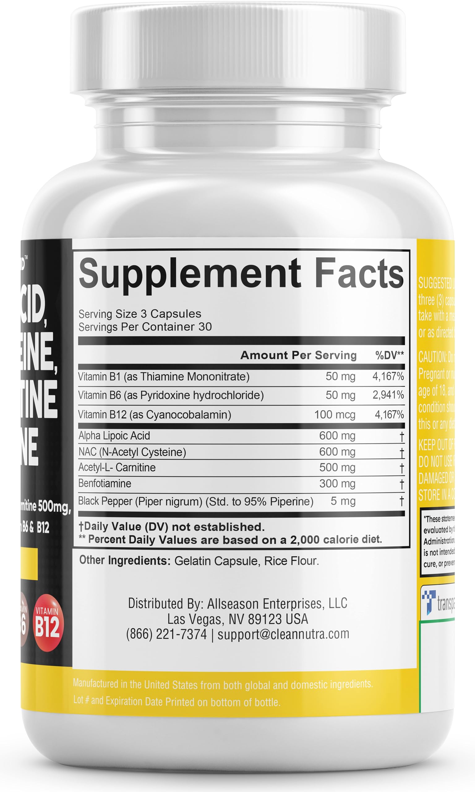 Foto 4 pulgar | Supplement Clean Nutraceuticals Nerve Support 90 Cápsulas - Venta Internacional.