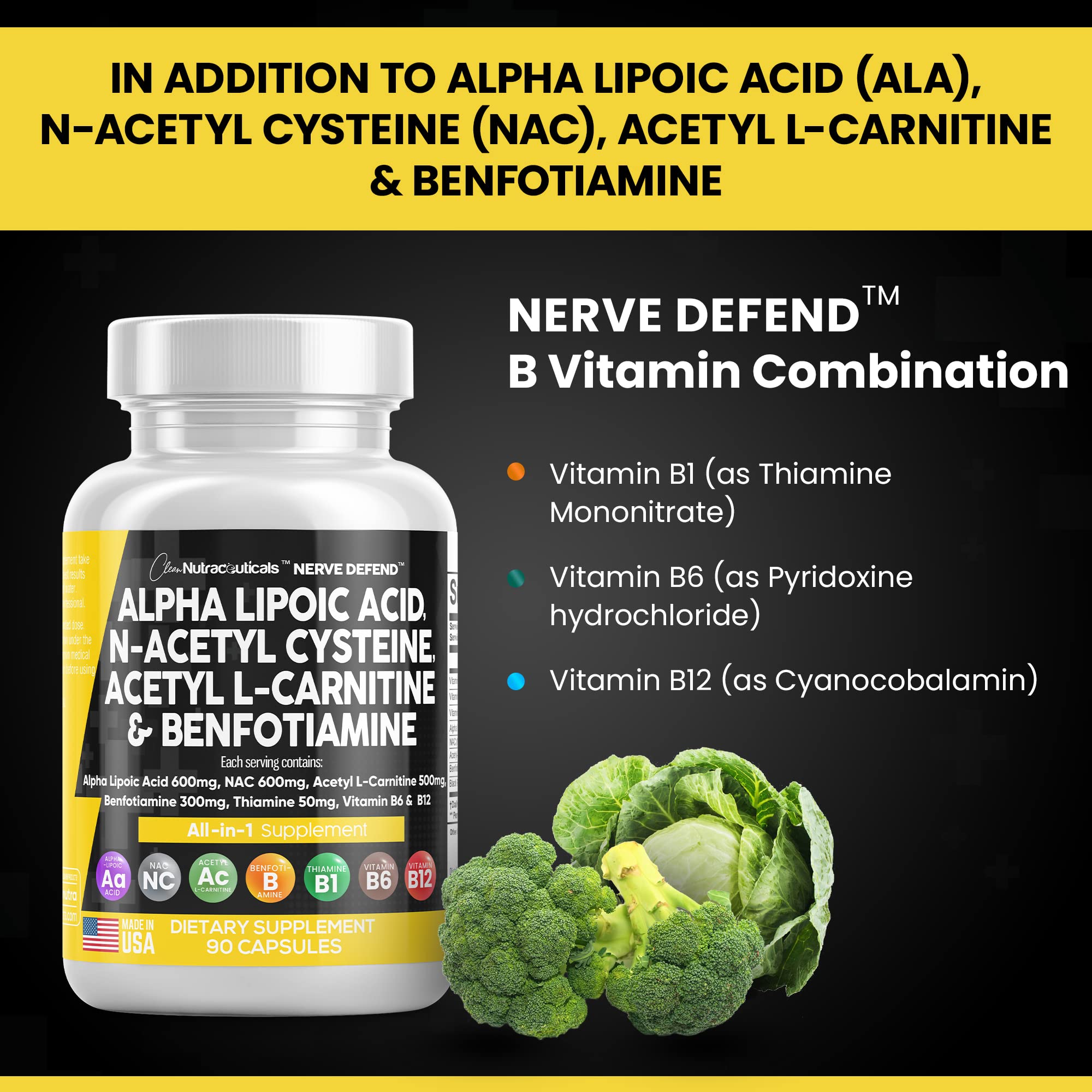 Foto 6 pulgar | Supplement Clean Nutraceuticals Nerve Support 90 Cápsulas - Venta Internacional.