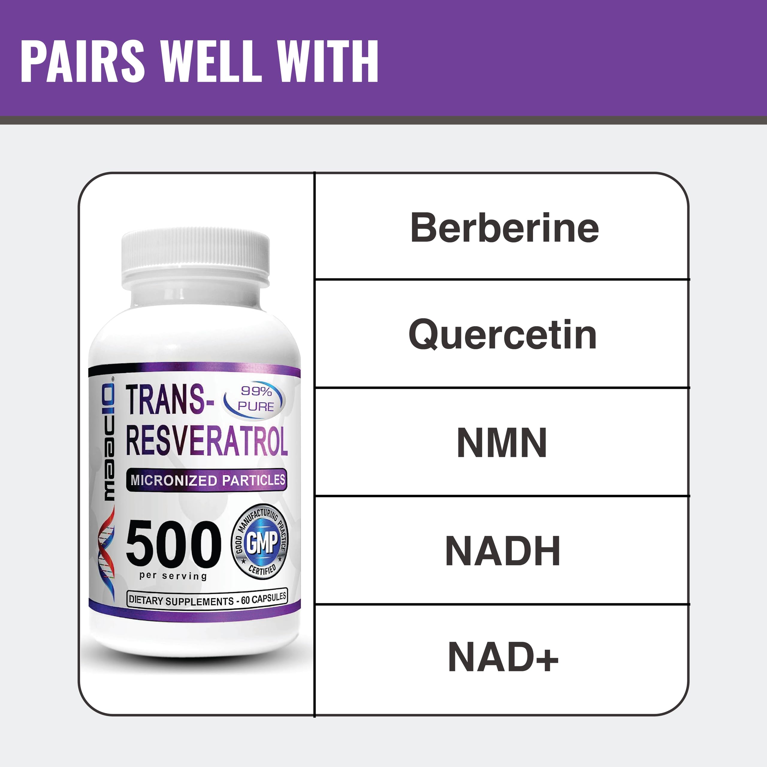 Foto 6 | Suplemento M Maac10 Trans Resveratrol 500 Mg (3 X 180 Cápsulas) - Venta Internacional.