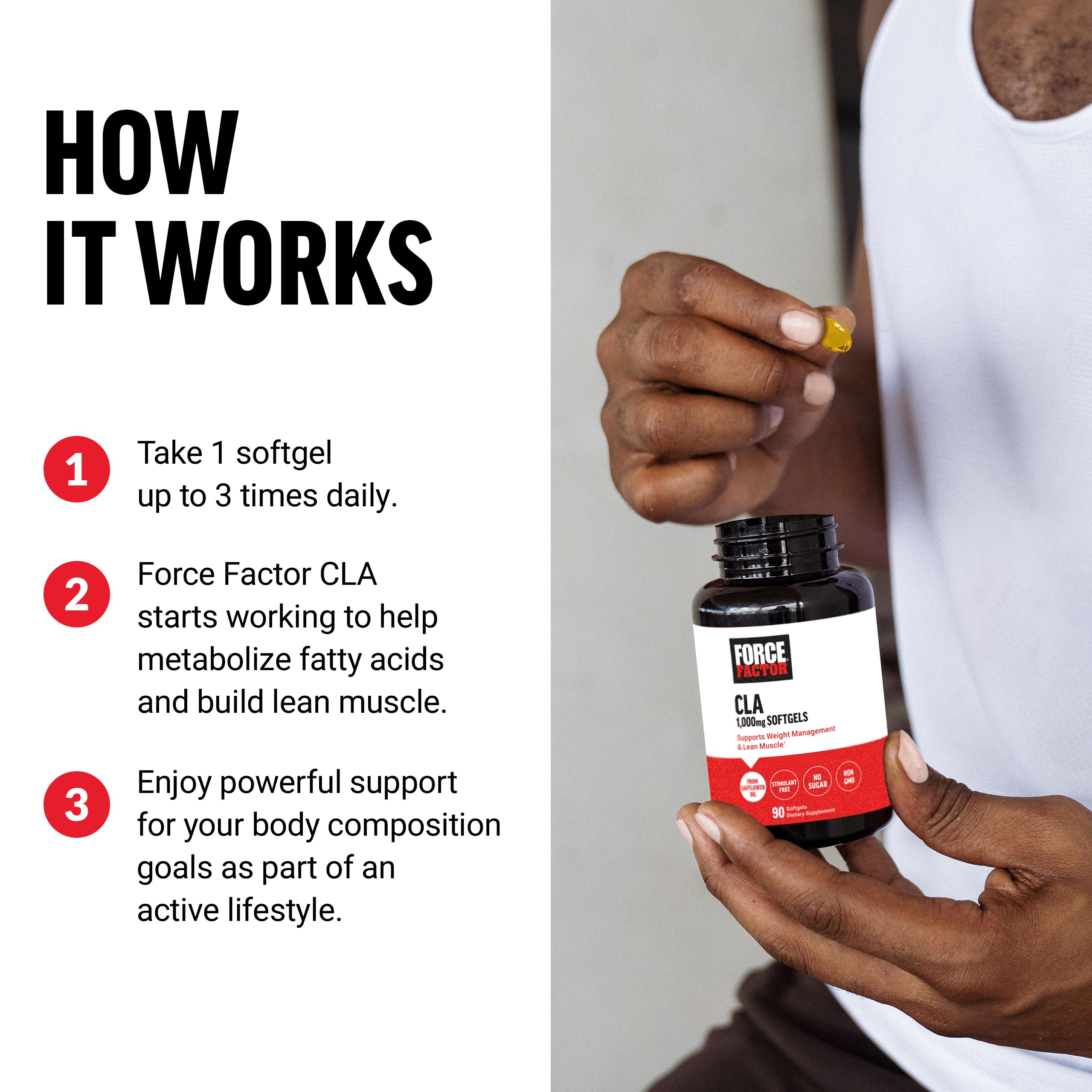 Foto 5 pulgar | Suplementos De Ácido Linoleico Conjugado Force Factor Cla 3000 Mg - Venta Internacional.