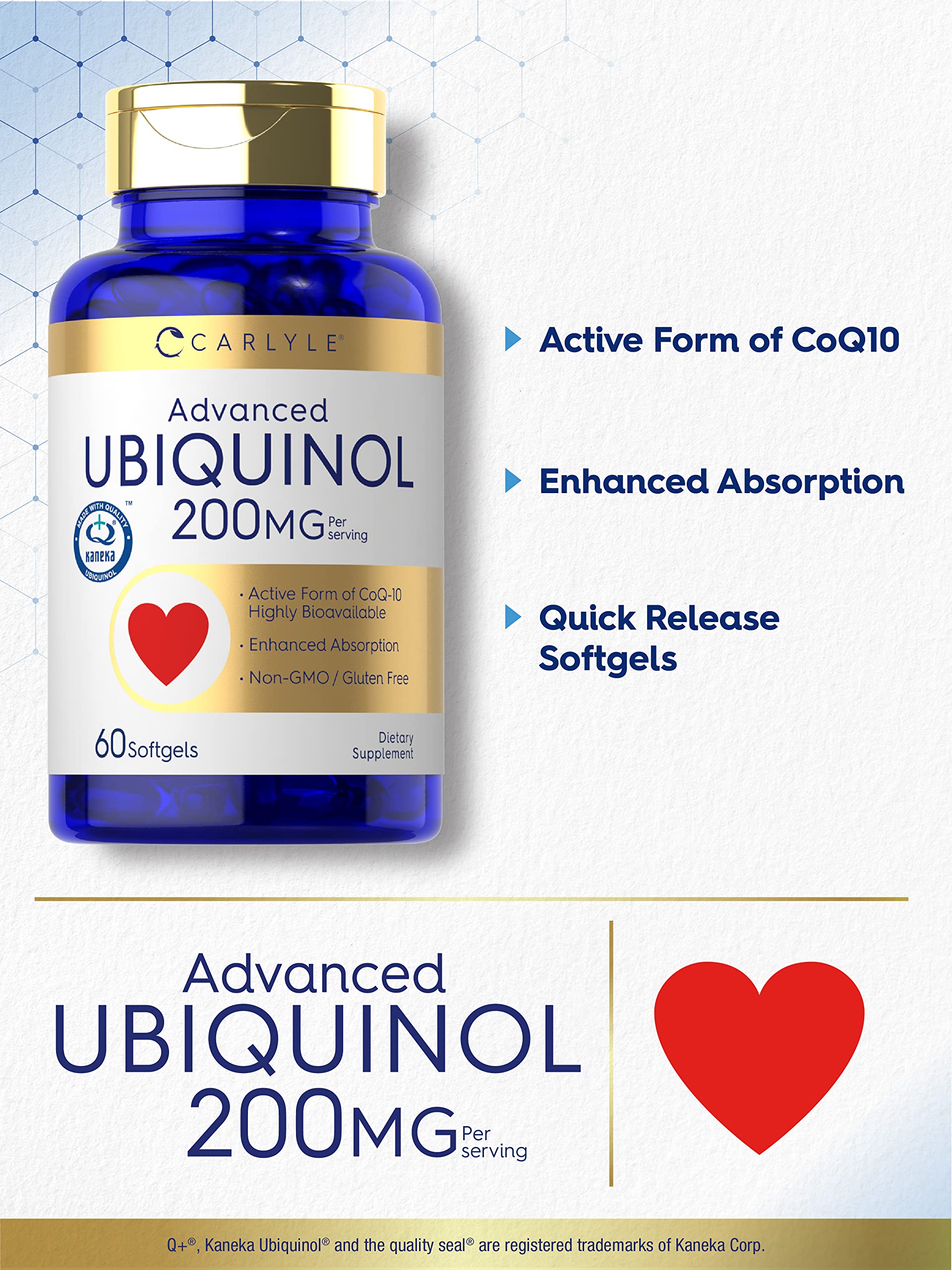 Foto 3 | Suplemento Carlyle Ubiquinol 200 Mg 60 Cápsulas Blandas De Coq10 - Venta Internacional.