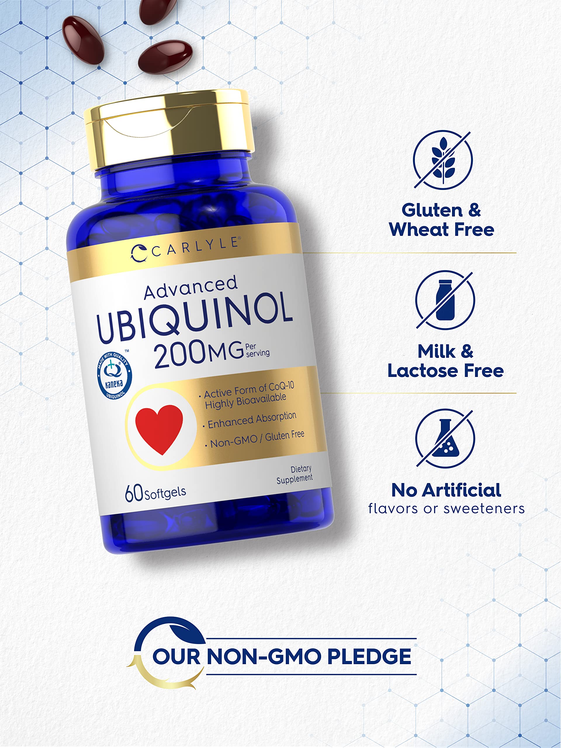 Foto 5 pulgar | Suplemento Carlyle Ubiquinol 200 Mg 60 Cápsulas Blandas De Coq10 - Venta Internacional.
