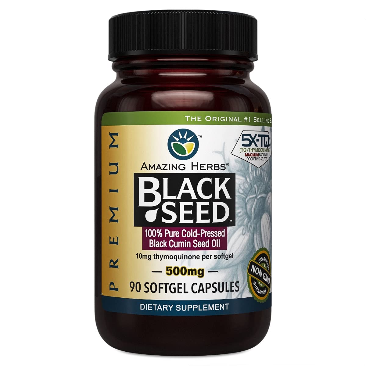 Foto 2 pulgar | Suplemento De Aceite De Semilla Negra Amazing Herbs 90 Cápsulas 500 Mg - Venta Internacional.