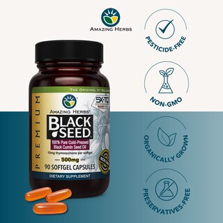 Foto 3 | Suplemento De Aceite De Semilla Negra Amazing Herbs 90 Cápsulas 500 Mg - Venta Internacional.
