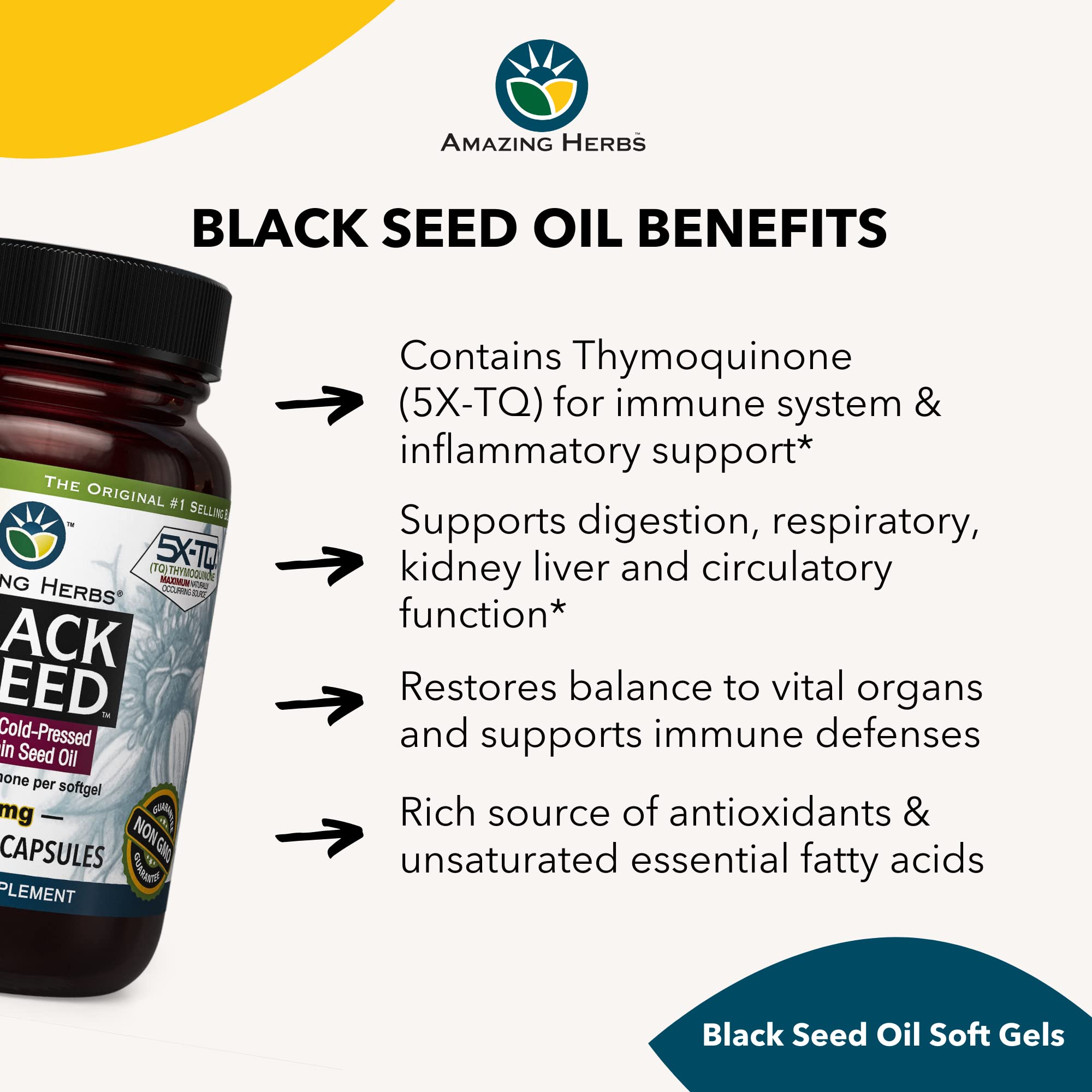 Foto 5 pulgar | Suplemento De Aceite De Semilla Negra Amazing Herbs 90 Cápsulas 500 Mg - Venta Internacional.