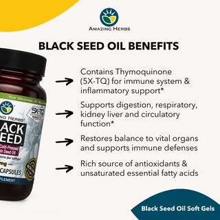 Foto 4 | Suplemento De Aceite De Semilla Negra Amazing Herbs 90 Cápsulas 500 Mg - Venta Internacional.