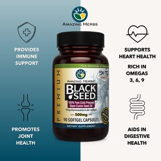 Foto 5 | Suplemento De Aceite De Semilla Negra Amazing Herbs 90 Cápsulas 500 Mg - Venta Internacional.