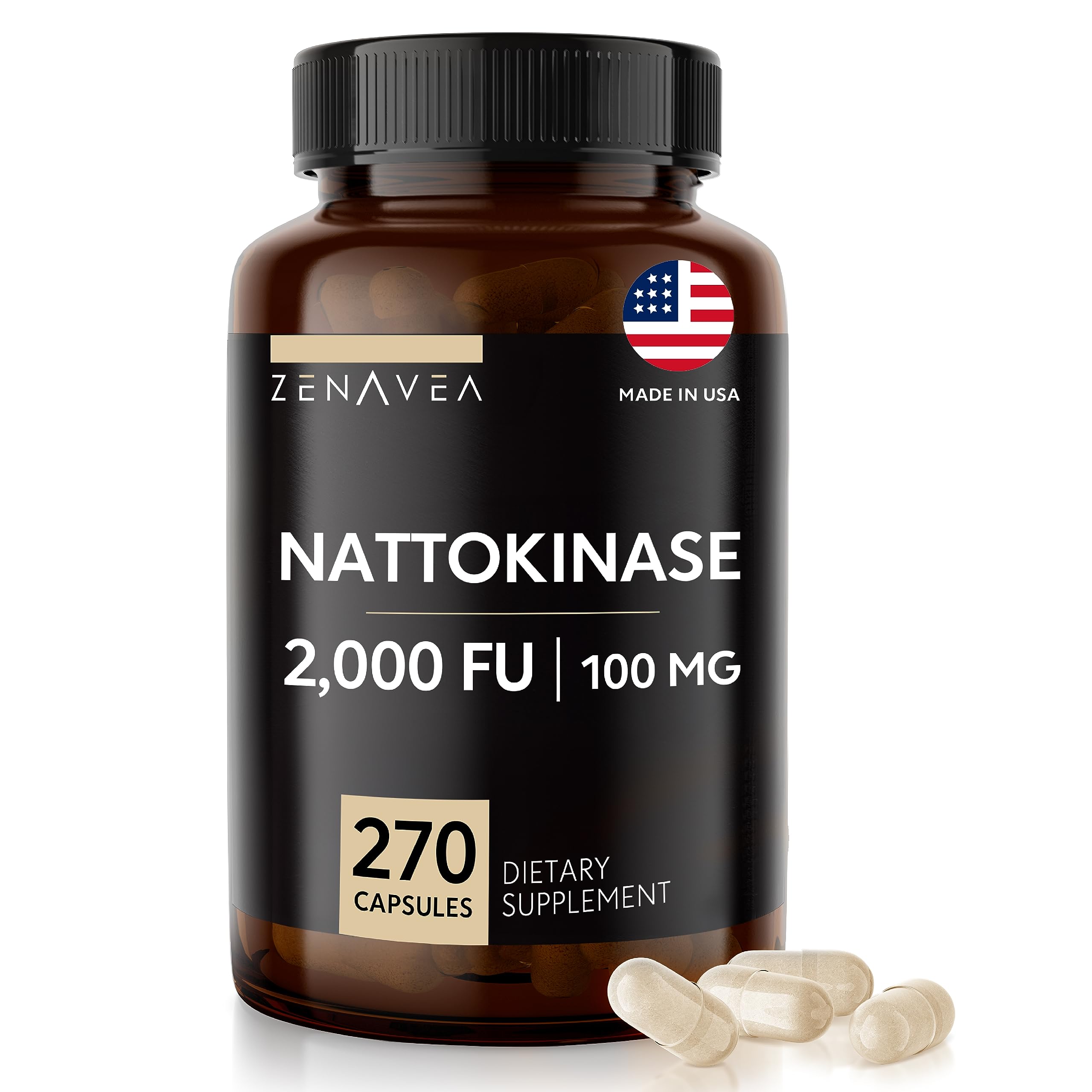 Foto 2 pulgar | Suplemento Zenavea Nattokinase 2000 Fu Dose 270 Cápsulas Veganas - Venta Internacional.