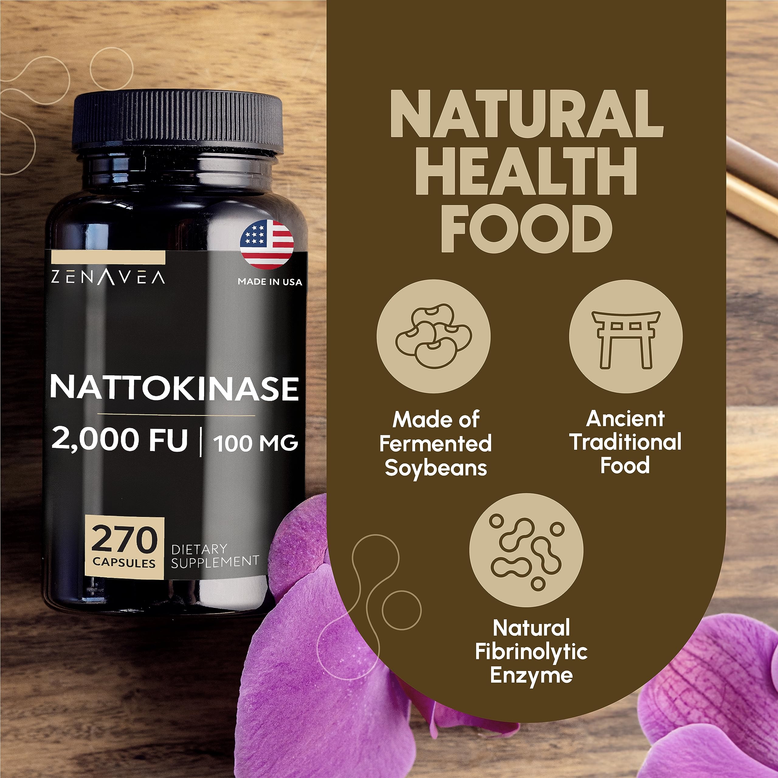Foto 7 pulgar | Suplemento Zenavea Nattokinase 2000 Fu Dose 270 Cápsulas Veganas - Venta Internacional.