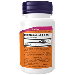Foto 2 | Suplemento Now Foods Con Vitamina E 200 Ui De D-alfa Tocoferilo 100 Cápsulas Blandas - Venta Internacional