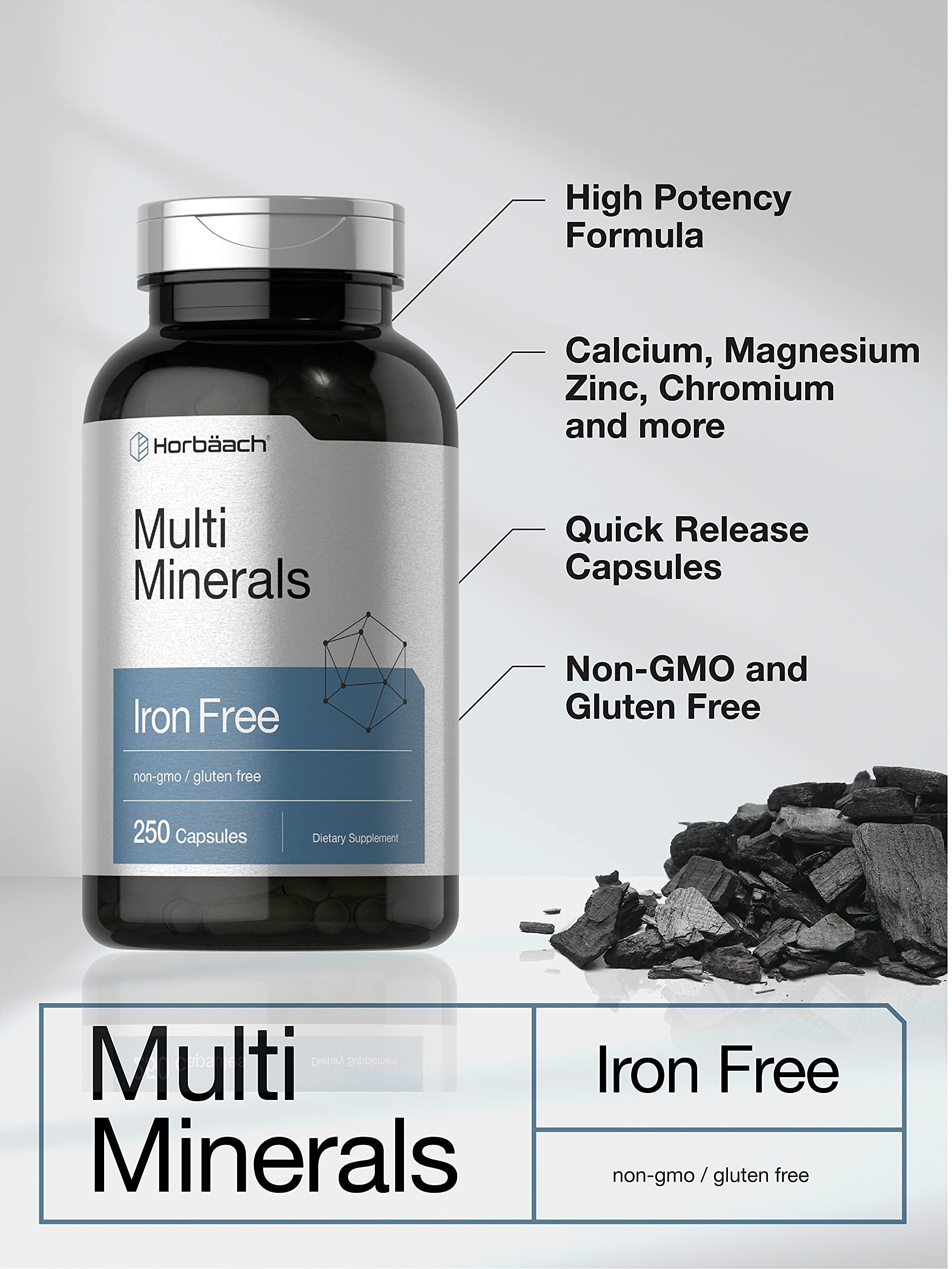 Foto 4 pulgar | Suplemento Horbaach Multi Minerals 250 Cápsulas Sin Hierro - Venta Internacional.