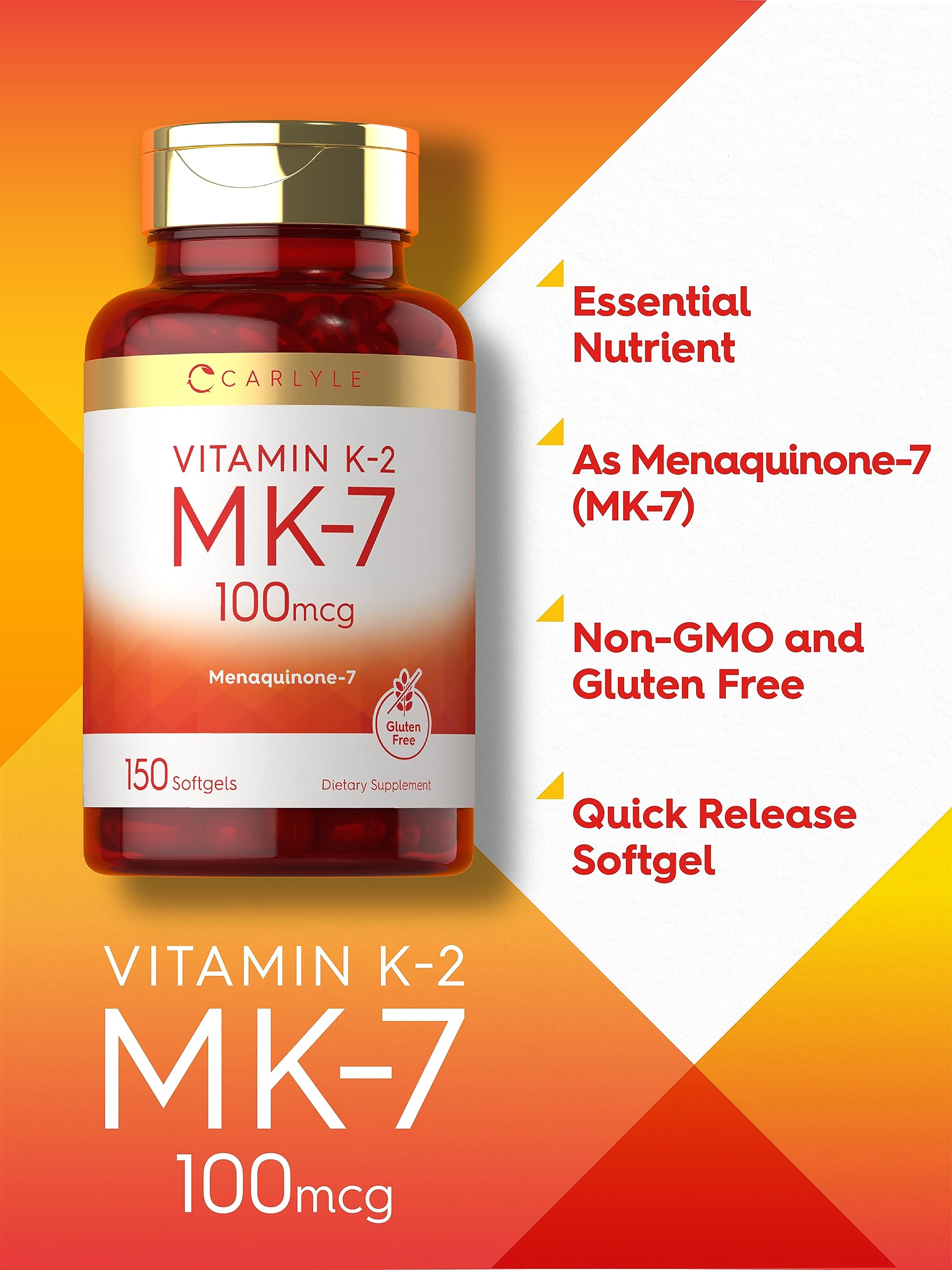 Foto 5 pulgar | Suplemento Carlyle De Vitamina K2 Mk7 100 Mcg 150 Cápsulas Blandas - Venta Internacional.