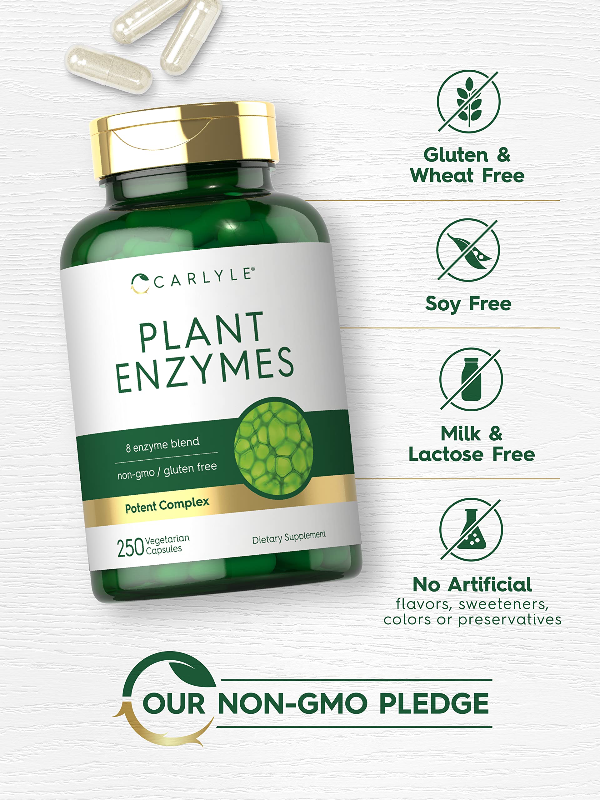 Foto 6 pulgar | Suplemento Carlyle Plant Enzymes 250 Cápsulas Con Proteasa - Venta Internacional.