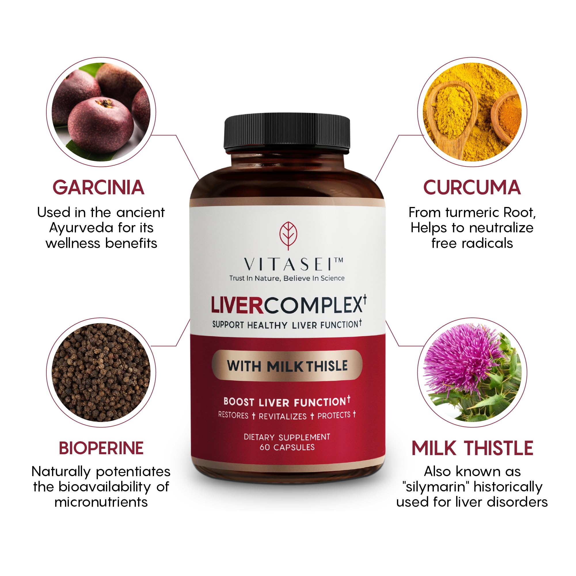 Foto 2 | Suplemento De Limpieza Hepática Vitasei Liver Complex 60 Cápsulas - Venta Internacional.