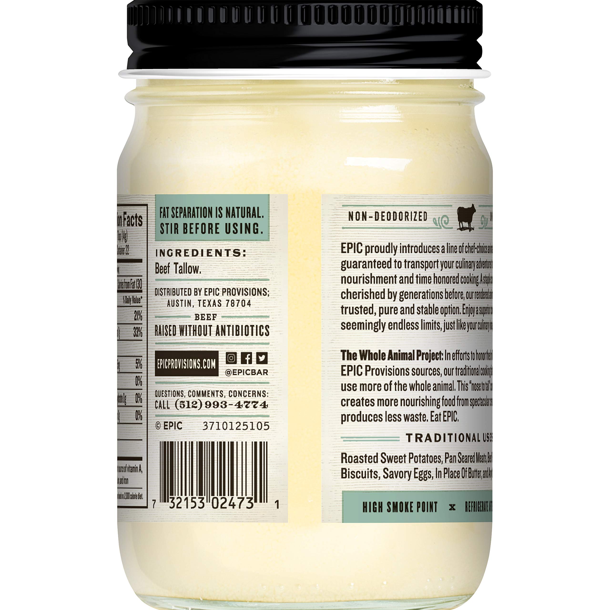 Foto 2 | Cooking Fat Epic Beef Beef Sebo, Alimentado Con Pasto, Keto Whole30, 325 Ml - Venta Internacional.
