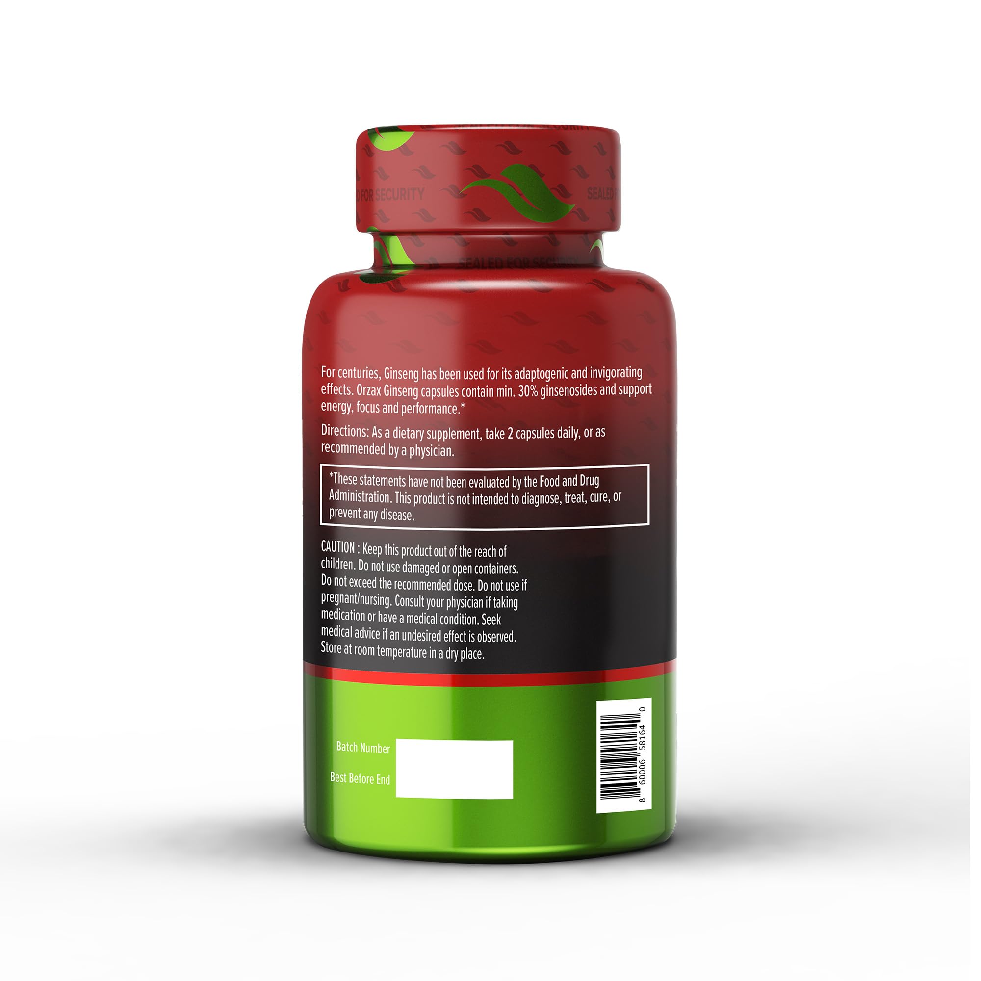 Foto 3 pulgar | Suplemento Orzax Ginseng 1000 Mg Con 30% De Ginsenósidos 120 Cápsulas - Venta Internacional.