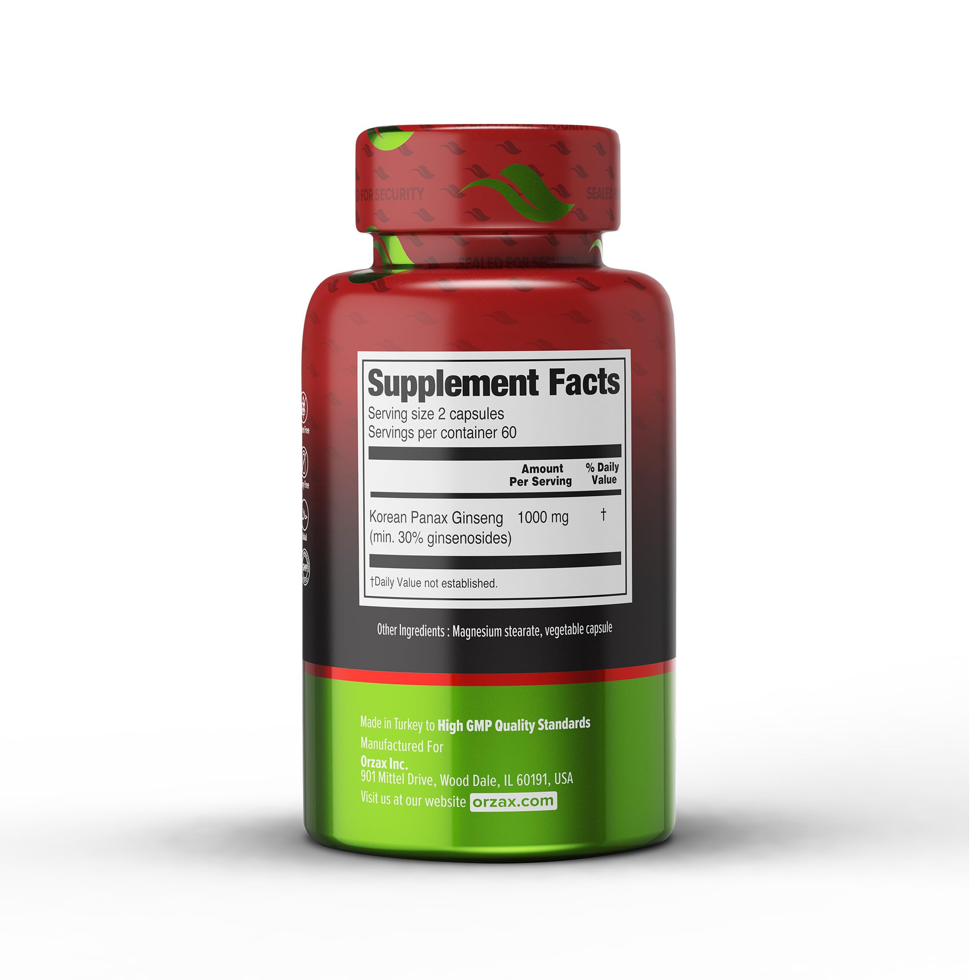 Foto 4 pulgar | Suplemento Orzax Ginseng 1000 Mg Con 30% De Ginsenósidos 120 Cápsulas - Venta Internacional.