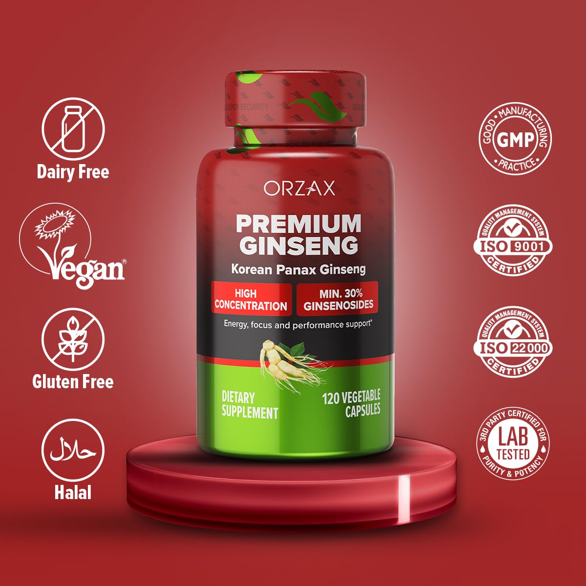 Foto 5 pulgar | Suplemento Orzax Ginseng 1000 Mg Con 30% De Ginsenósidos 120 Cápsulas - Venta Internacional.