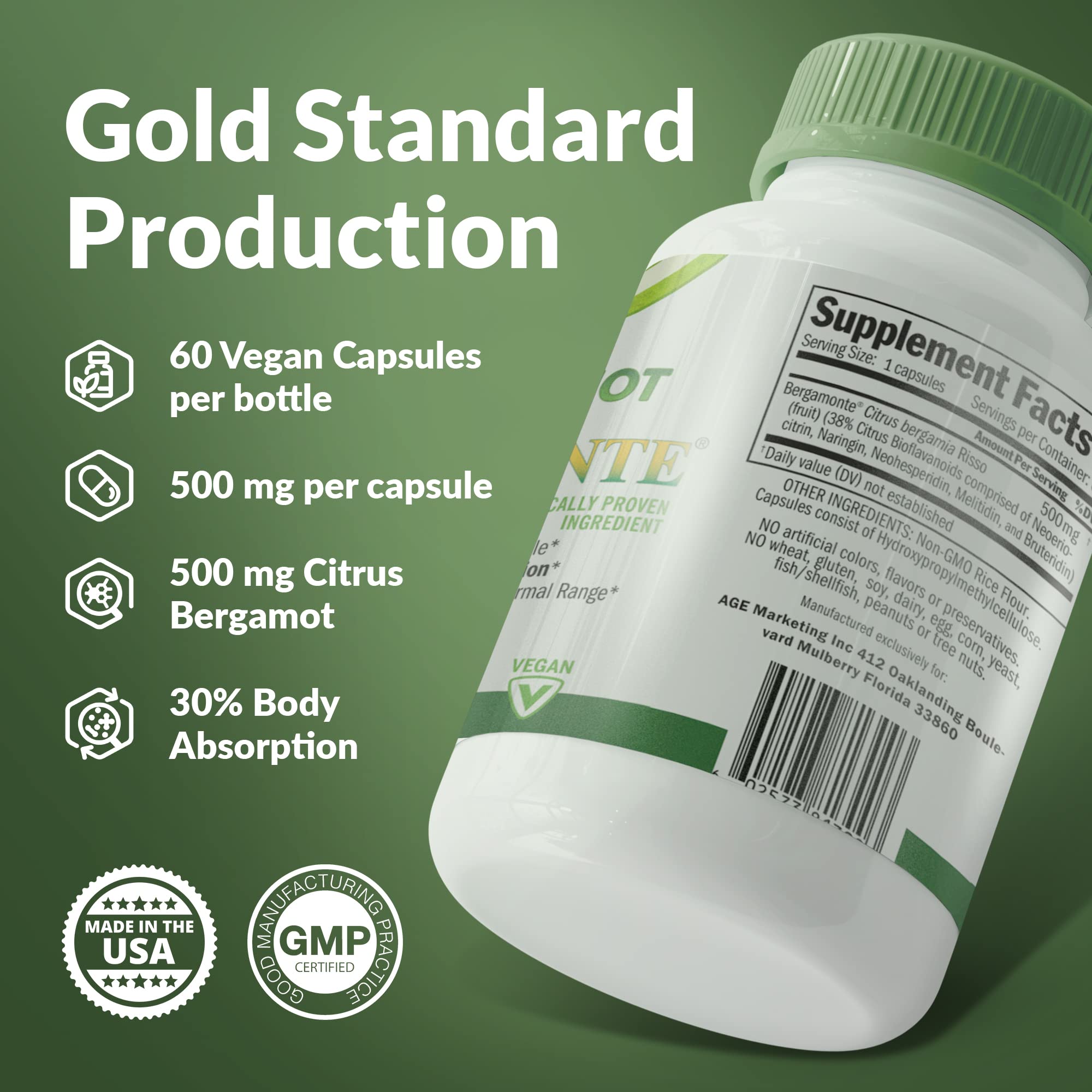 Foto 5 pulgar | Suplemento De Extracto De Bergamota Cítrica 1000 Mg 60 Cápsulas Vegano - Venta Internacional.