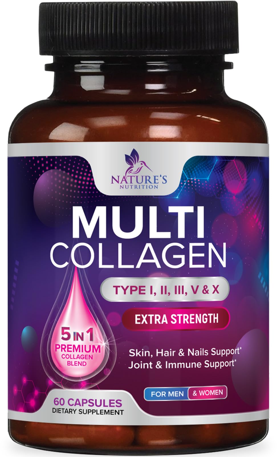 Foto 2 pulgar | Píldoras De Colágeno Nature's Nutrition De Múltiples Tipos I, Ii, Iii, V  - Venta Internacional.