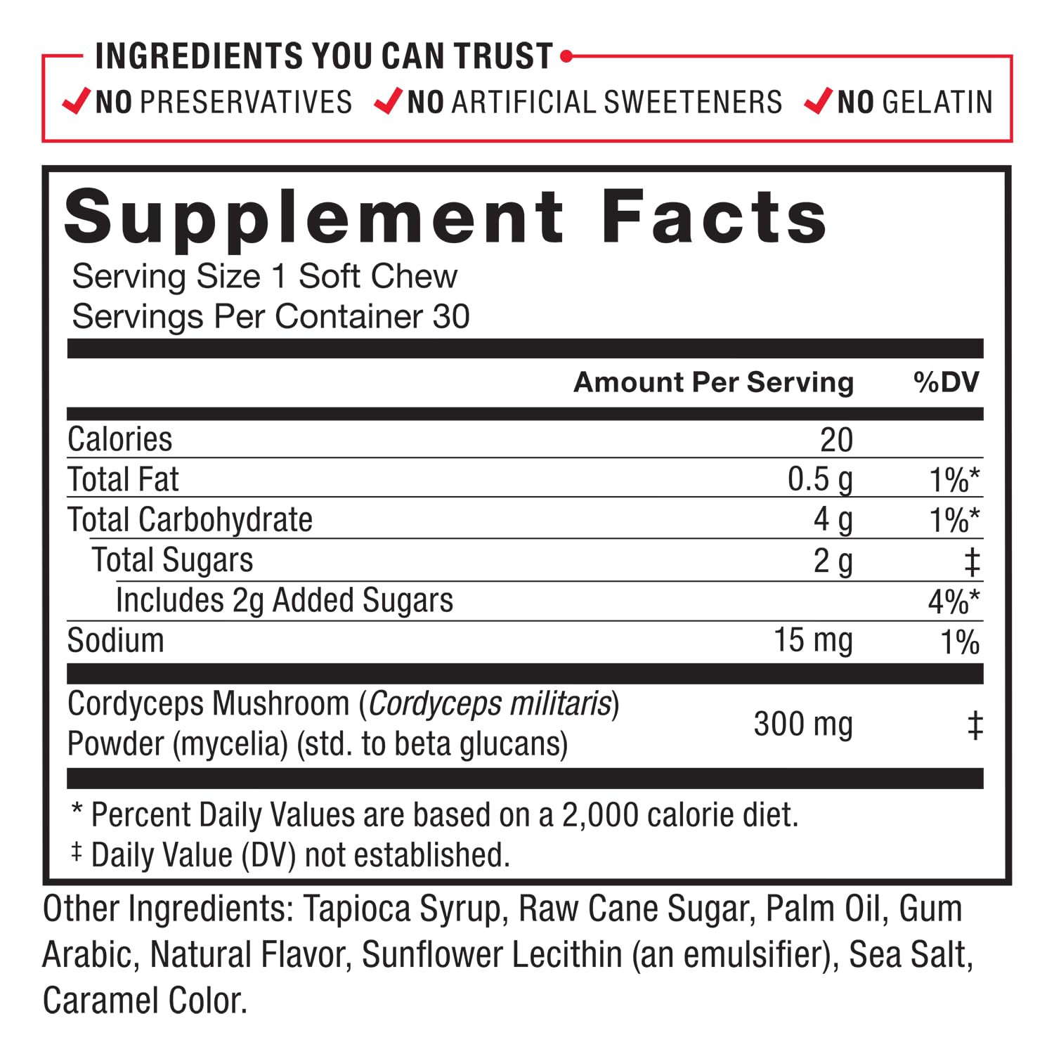 Foto 7 pulgar | Suplemento Force Factor Modern Mushrooms Cordyceps 30 Caramelos Masticables - Venta Internacional.