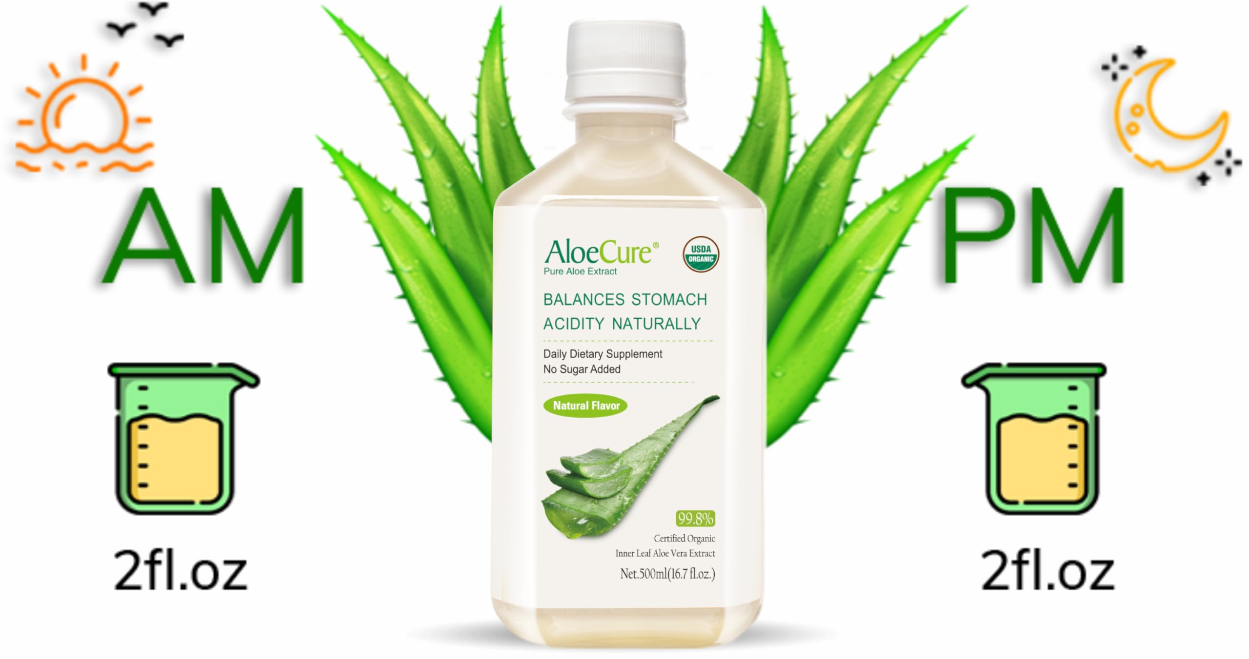 Foto 8 pulgar | Zumo Puro De Aloe Vera Aloecure, Certificado Orgánico Por El Usda, 4 X 500 Ml - Venta Internacional.