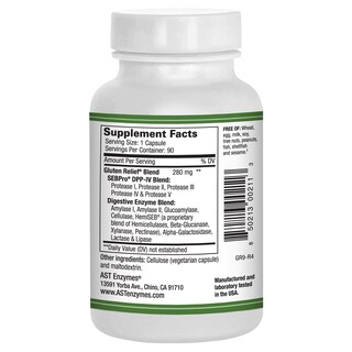 Foto 3 | Suplemento Ast Enzymes Gluten Relief Plus 90 Cápsulas - Venta Internacional.