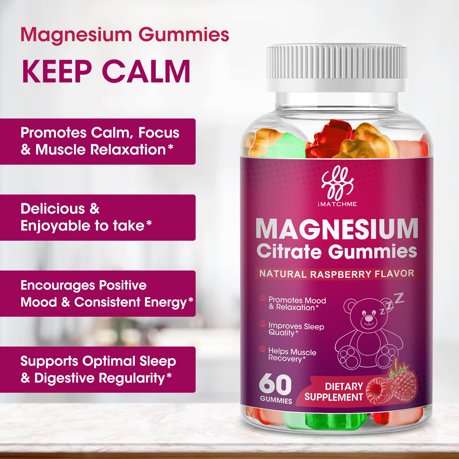 Foto 2 | Gomitas De Citrato De Magnesio Supplement Imatchme, 400 Mg (paquete De 2) - Venta Internacional.