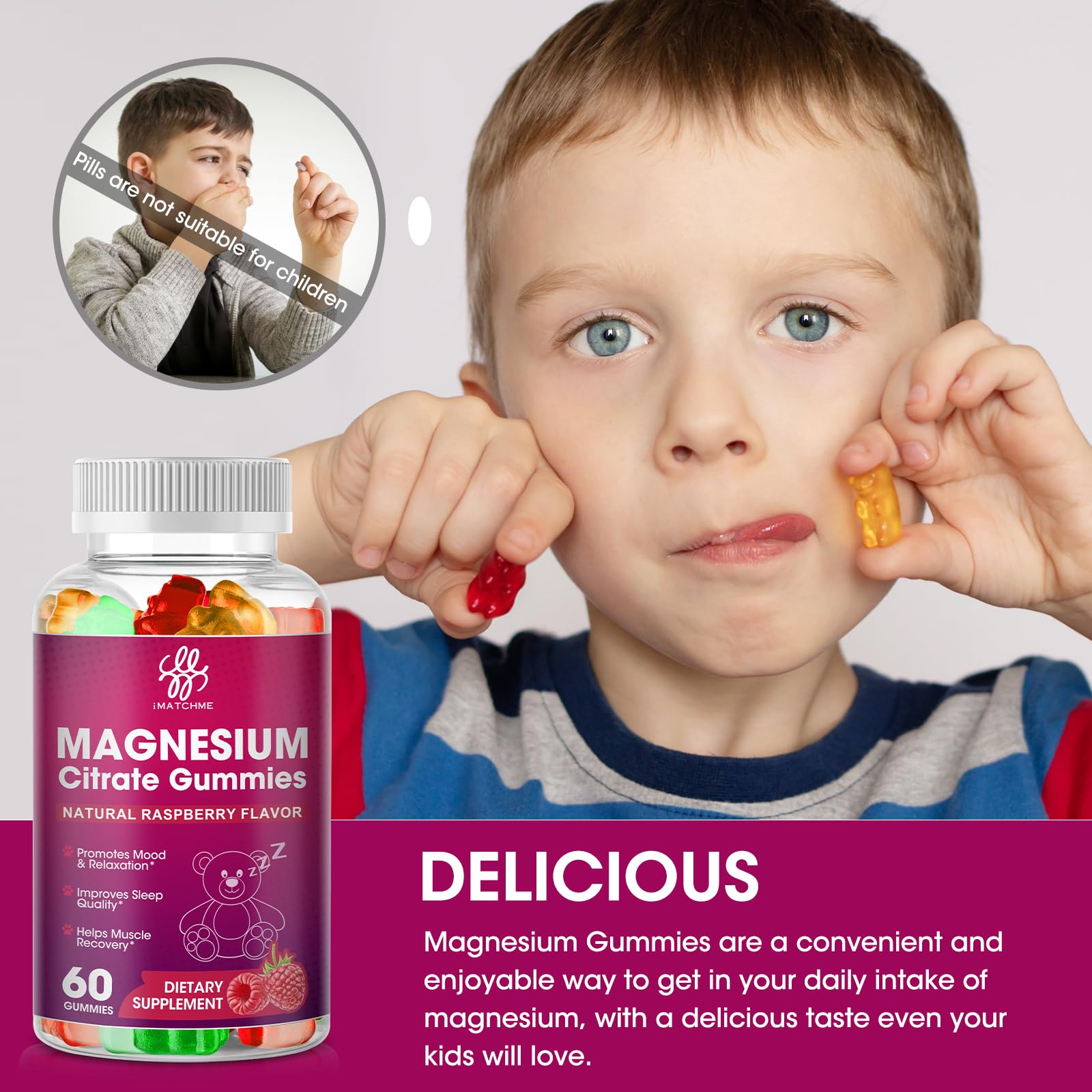 Foto 6 pulgar | Gomitas De Citrato De Magnesio Supplement Imatchme, 400 Mg (paquete De 2) - Venta Internacional.