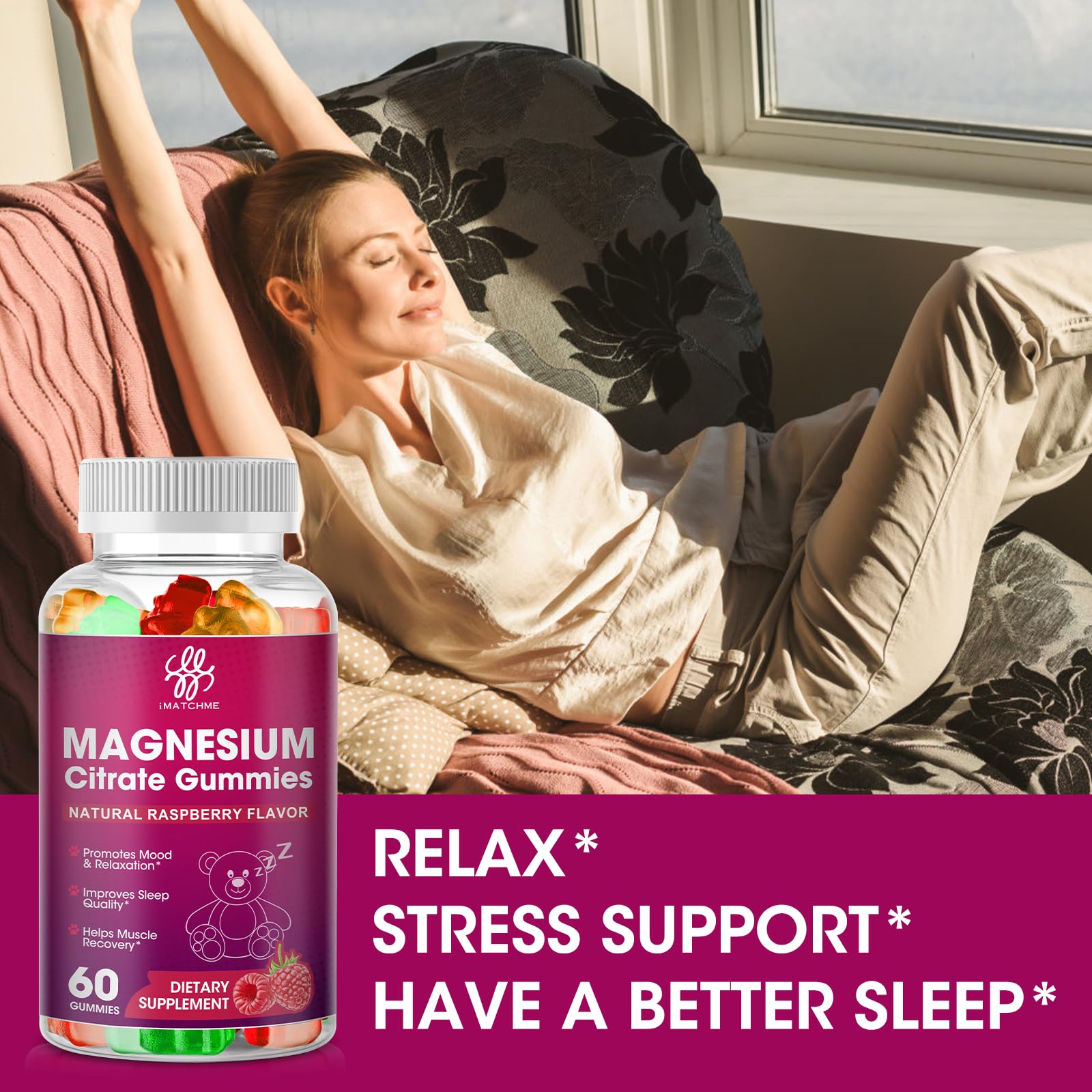 Foto 7 pulgar | Gomitas De Citrato De Magnesio Supplement Imatchme, 400 Mg (paquete De 2) - Venta Internacional.