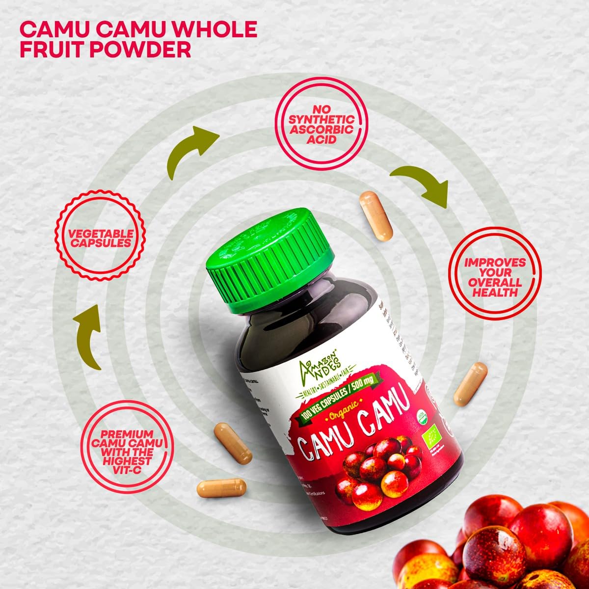 Foto 6 pulgar | Suplemento Amazon Andes Camu Camu Cápsulas De Vitamina C, 100 Cápsulas - Venta Internacional