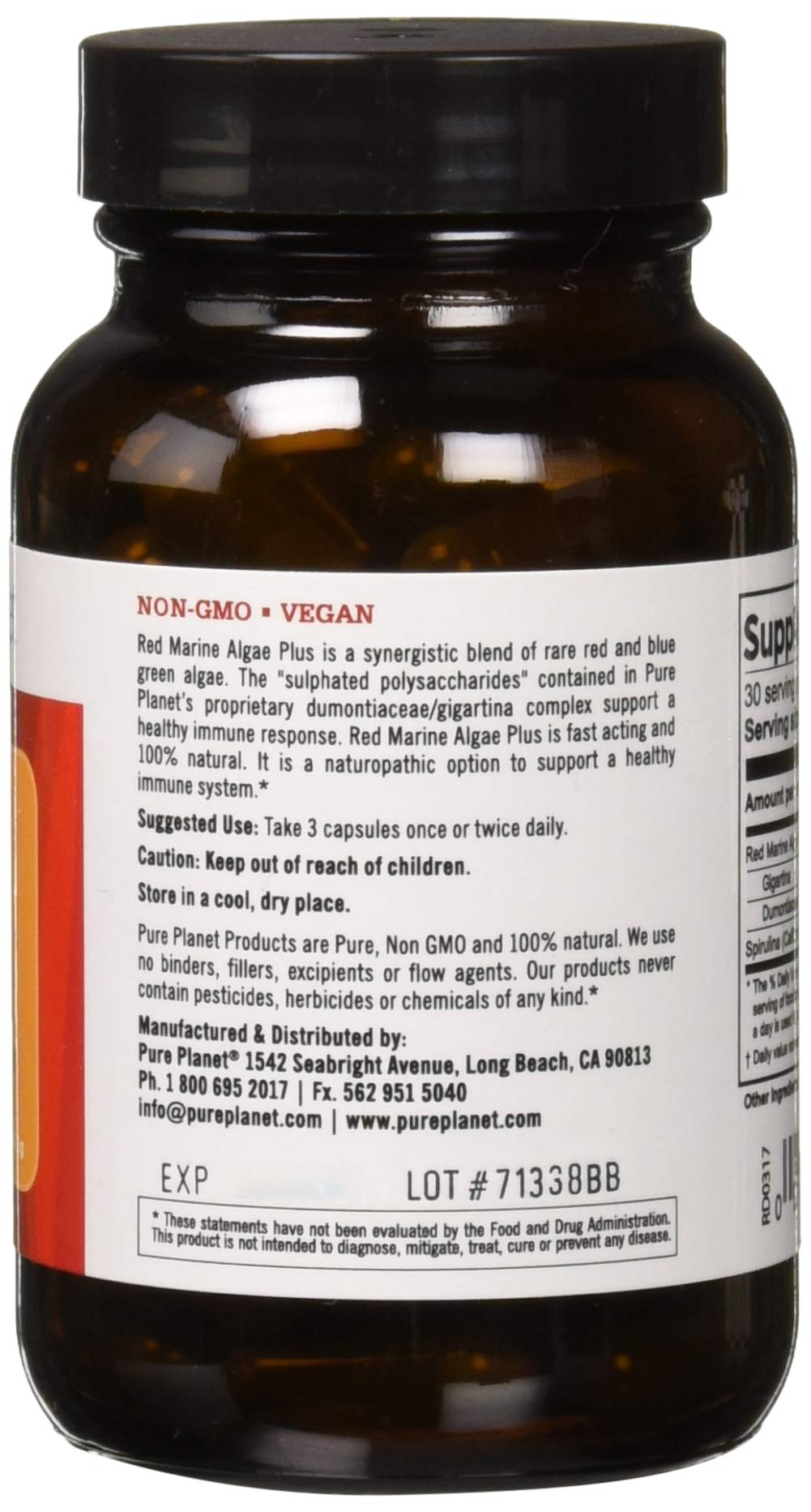 Foto 3 pulgar | Suplemento Pure Planet Red Marine Algae Plus 90 Cápsulas Vegetales - Venta Internacional.