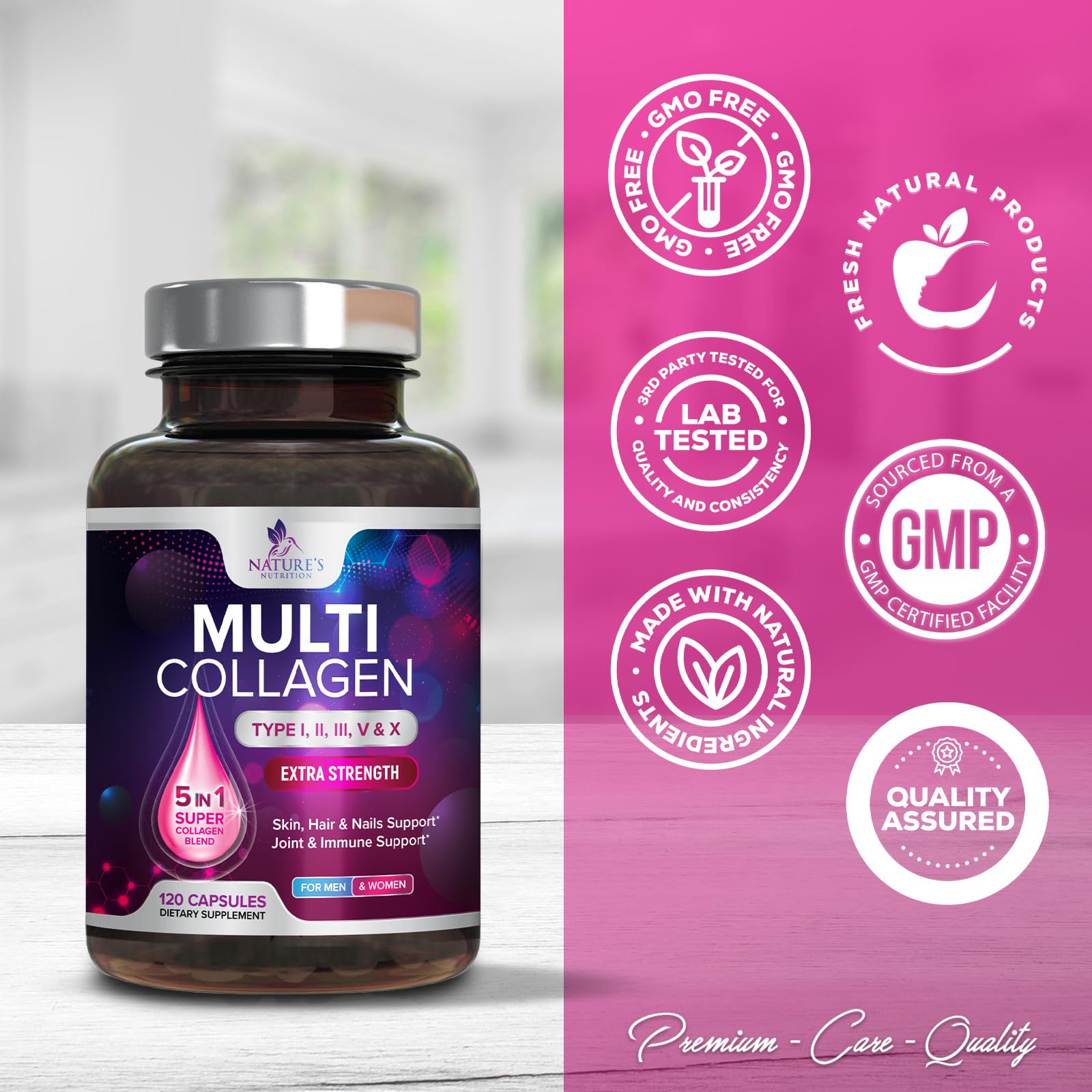Foto 4 | Píldoras De Colágeno Nature's Nutrition De Múltiples Tipos I, Ii, Iii, V  - Venta Internacional.
