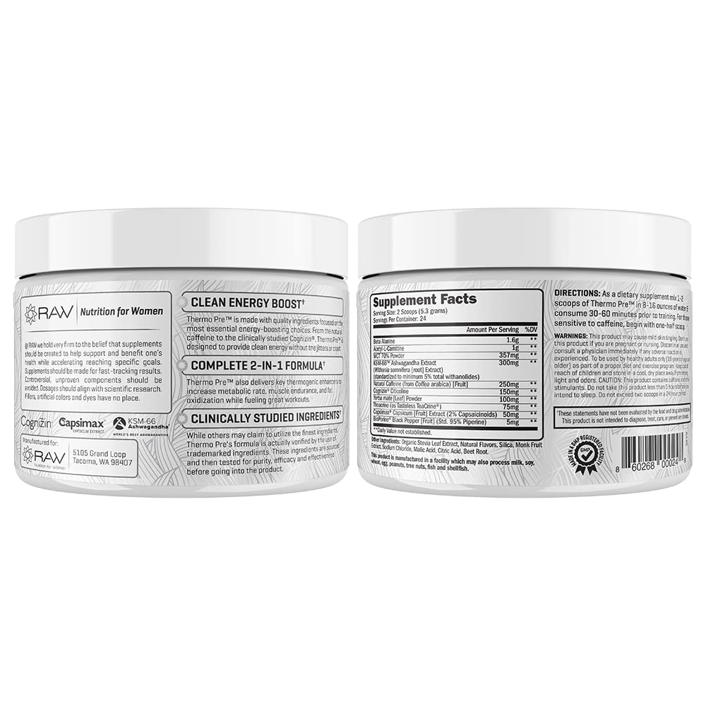 Foto 6 pulgar | Quemador De Grasa Termogénico Para Antes Del Entrenamiento Raw Synergies Thermo Pre - Venta Internacional.