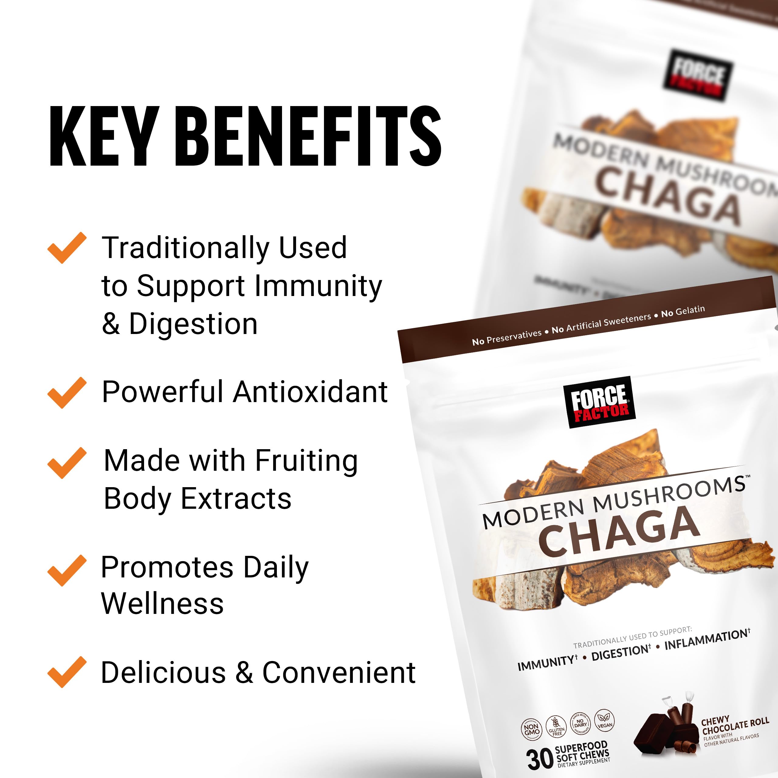 Foto 3 pulgar | Suplemento Force Factor Modern Mushrooms Chaga 30 Caramelos Masticables - Venta Internacional.