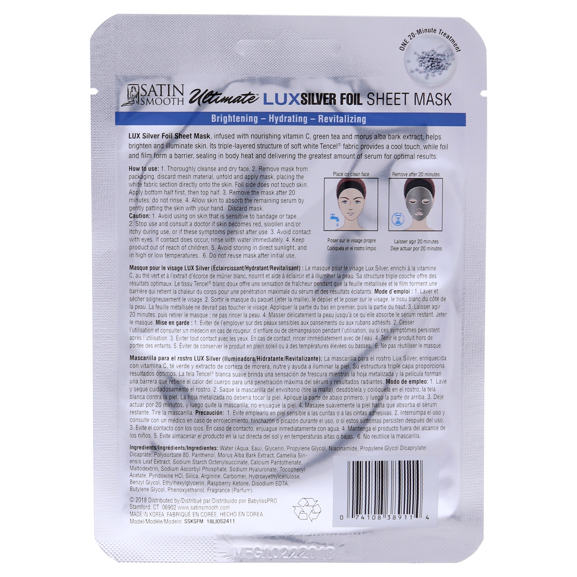 Foto 5 pulgar | Mascarilla Satin Smooth Ultimate Luxsilver Con Vitamina C Para Mujeres - Venta Internacional.