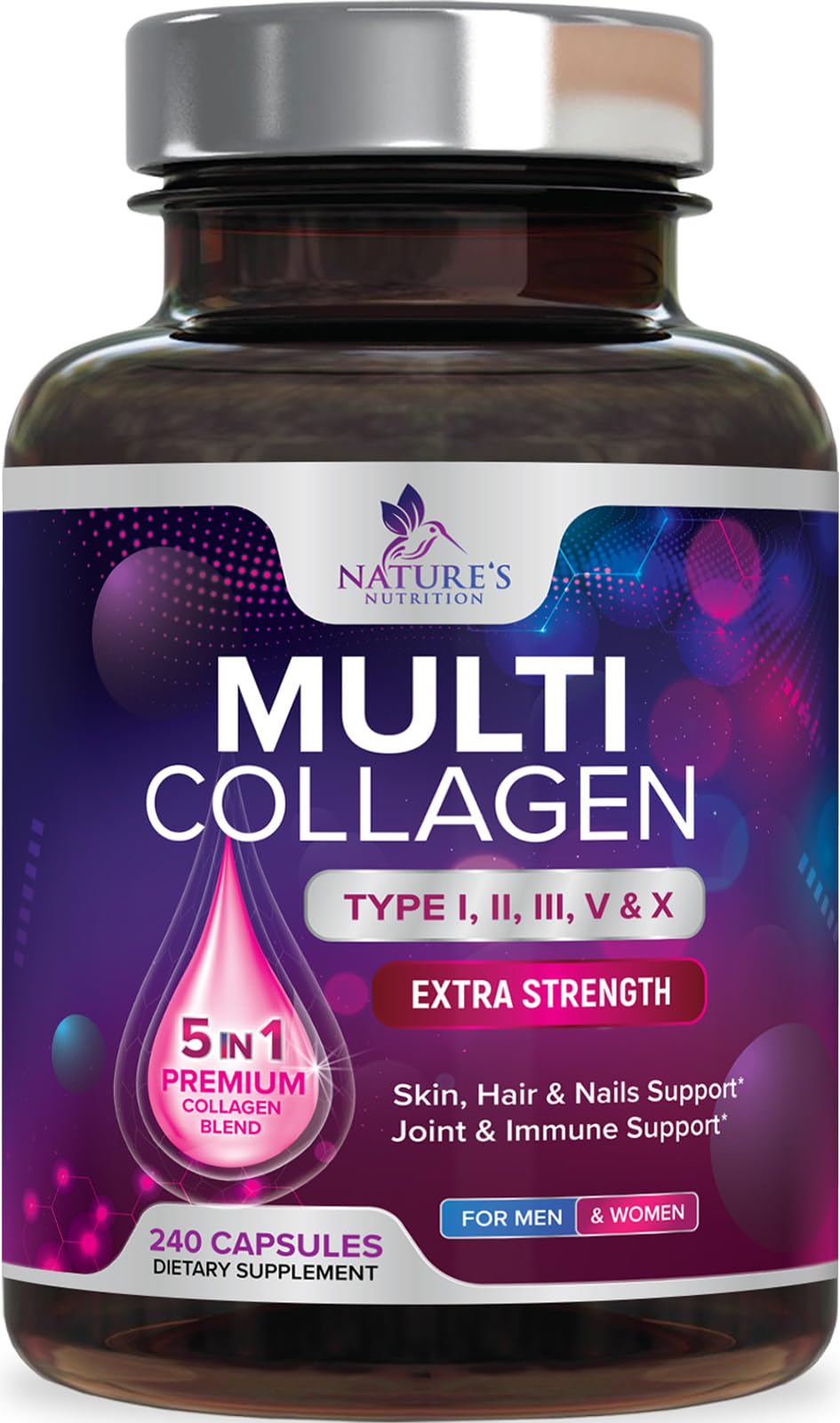 Foto 2 pulgar | Píldoras De Colágeno Nature's Nutrition De Múltiples Tipos I, Ii, Iii, V  - Venta Internacional.