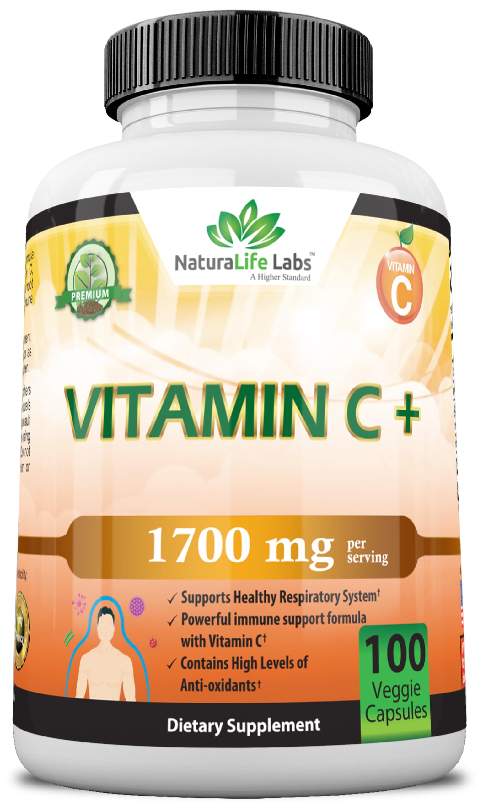 Foto 2 pulgar | Suplemento Naturalife Labs De Vitamina C 1700 Mg Con Vitamina D3 100 Cápsulas - Venta Internacional.