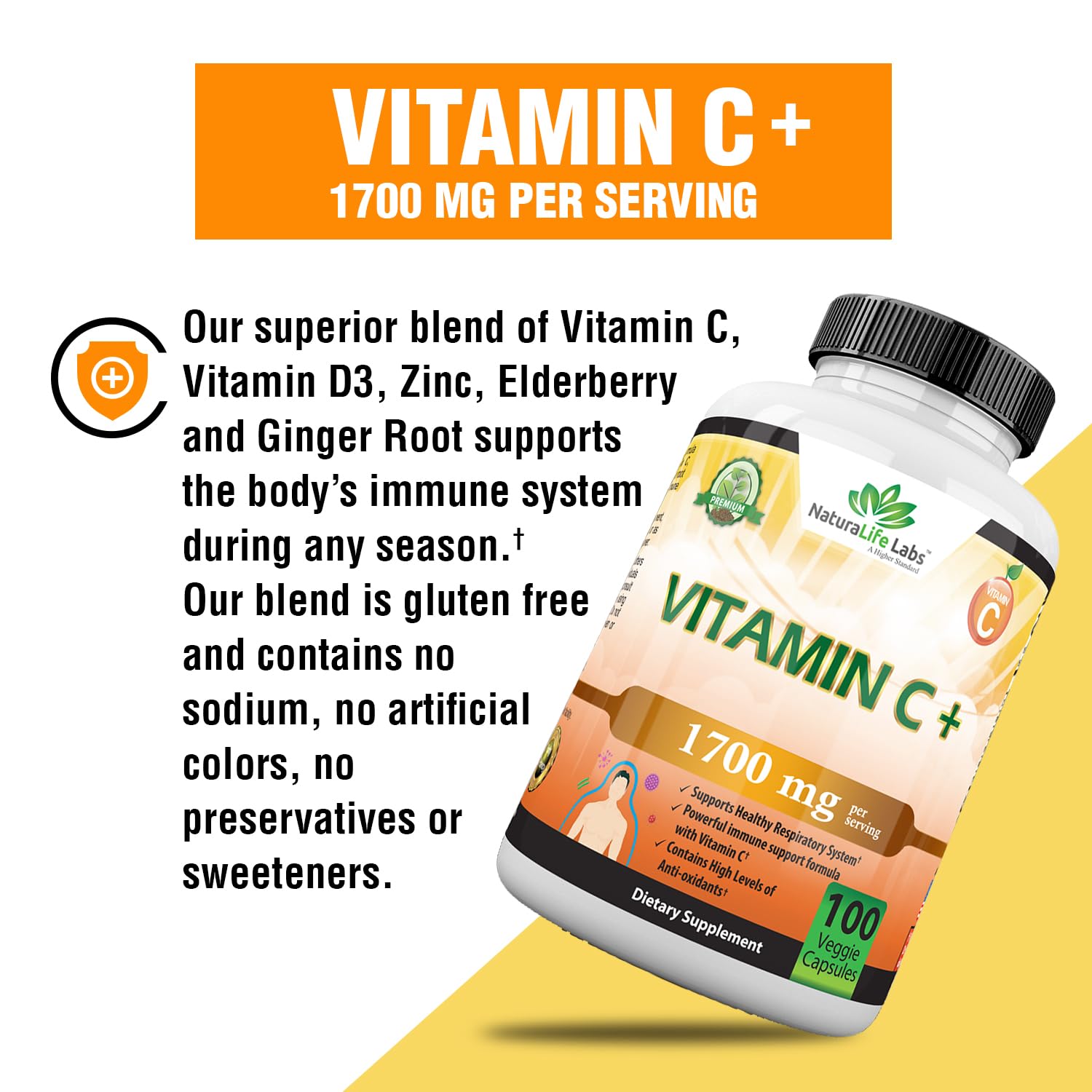 Foto 4 | Suplemento Naturalife Labs De Vitamina C 1700 Mg Con Vitamina D3 100 Cápsulas - Venta Internacional.