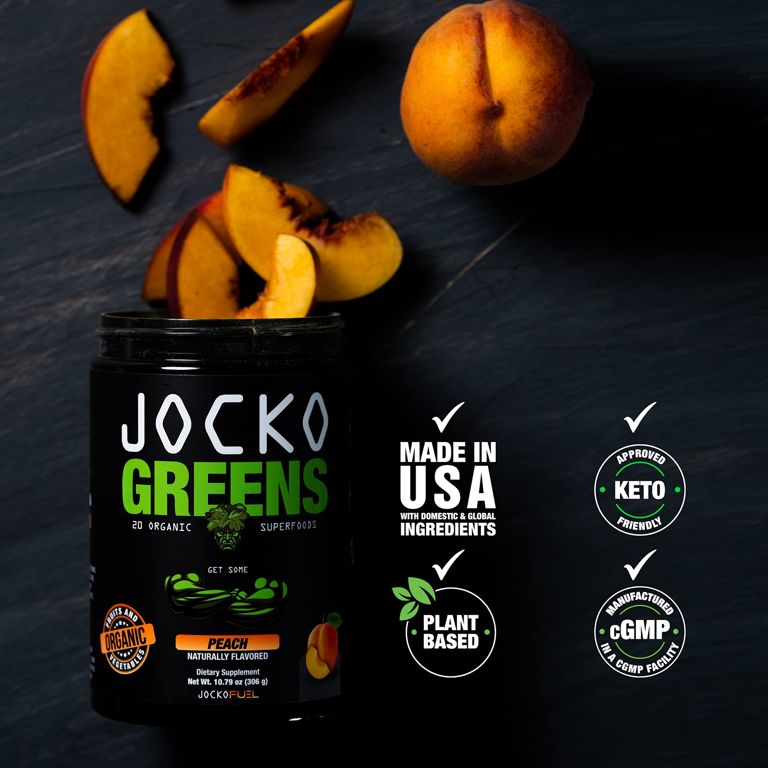 Foto 5 pulgar | Suplemento Jocko Fuel Greens En Polvo Con Sabor A Melocotón, 30 Porciones - Venta Internacional.