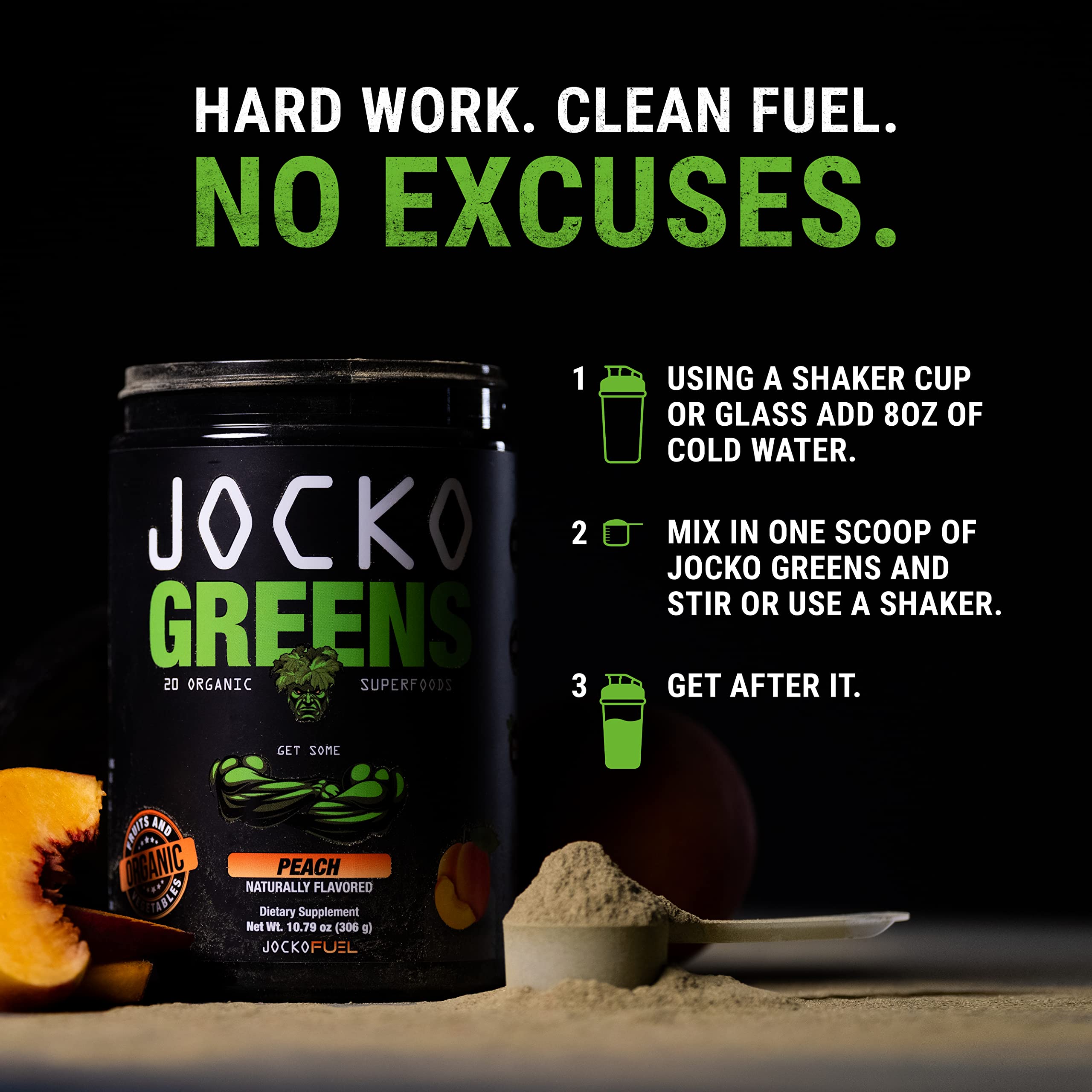 Foto 7 pulgar | Suplemento Jocko Fuel Greens En Polvo Con Sabor A Melocotón, 30 Porciones - Venta Internacional.